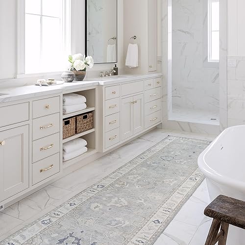 Fame Rugs Tapete moderno Oushak, vintage turco, estilo oriental antiguo, plegable, lavable, para sala de estar y dormitorio, extragrande (391GB, 2