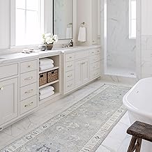 Fame Rugs Gray Modern Oushak Rug 2'6"x10, Vintage Turkish Colorful Oriental Antique Inspired Foldable Long Washable Runner Rugs, Luxury Living Room Bedroom (Gbeige, 2'6" x 10')