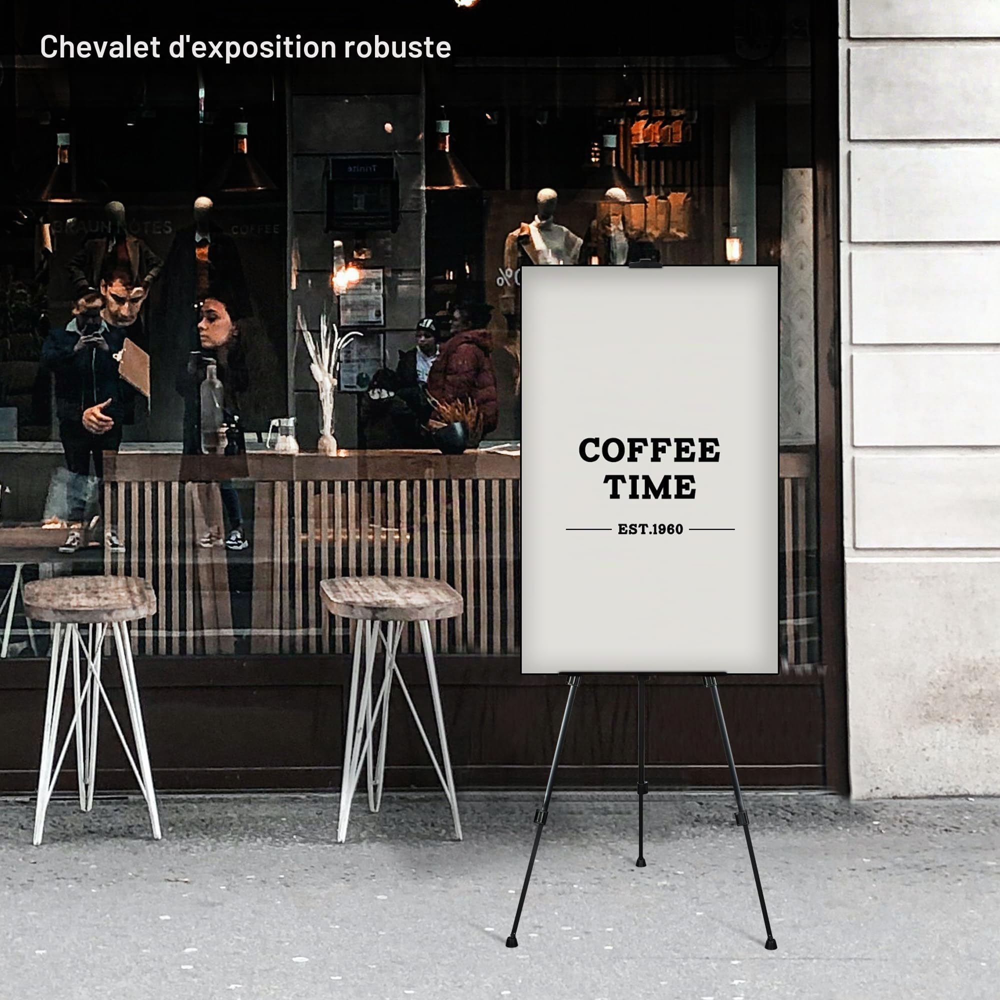 Artify Chevalet d'artiste avec Sac de Rangement, Réglable de 55 à 168 cm | 1 Chevalet Trépied en Aluminium Noir pour Peinture sur Table/Sol, Présentoir, Affiche, Toile
