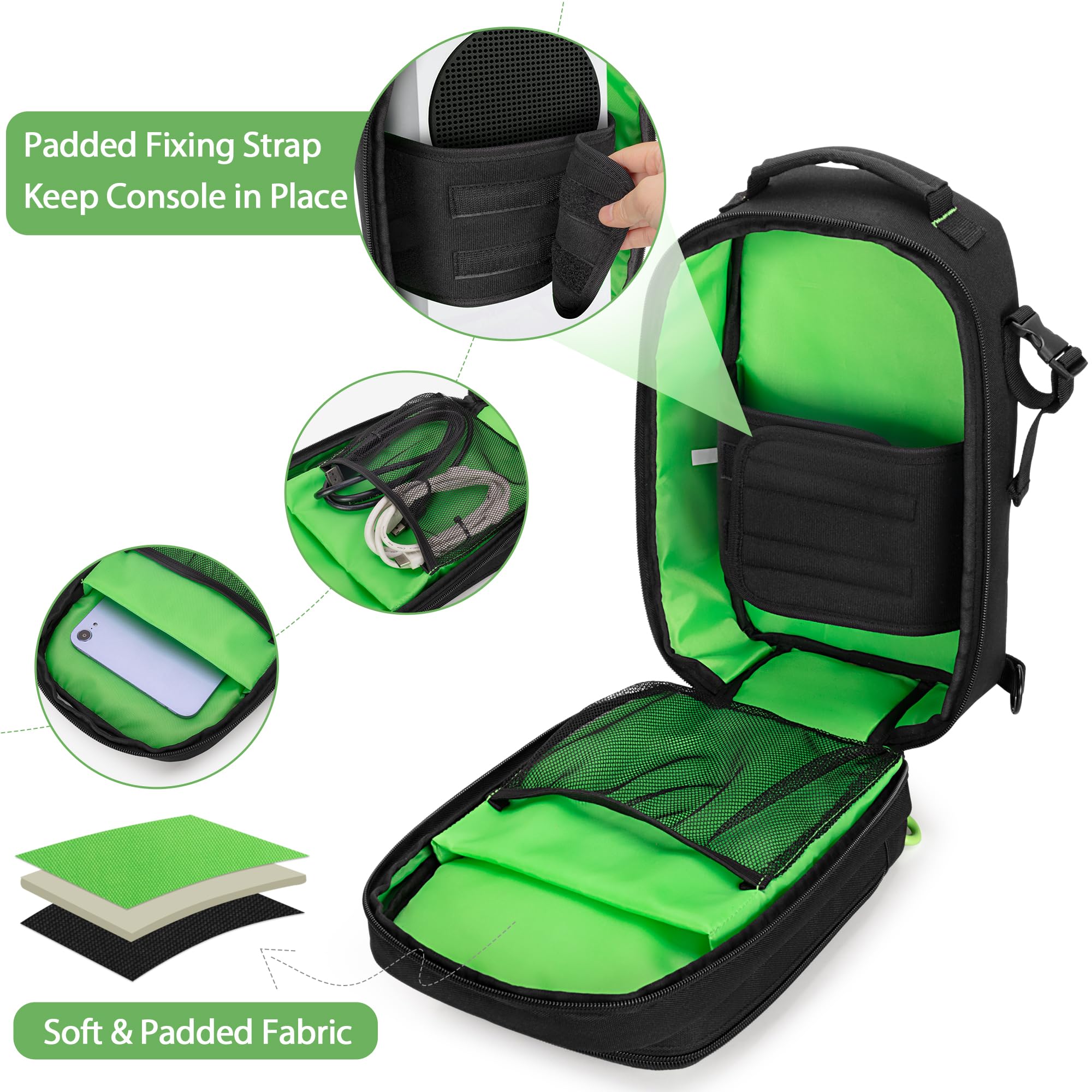 PGmoon Custodia da Trasporto Sling Compatibile con Console di Gioco Xbox Series S, Borsa da Viaggio per Controller Wireless e Altri Accessori (Design Brevettato)