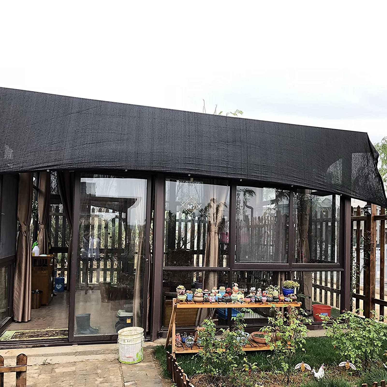 Telone Ombreggiante Nero 6x8 M - Rete Per Serra E Giardino, Con Occhielli, Protezione UV - Foto 8