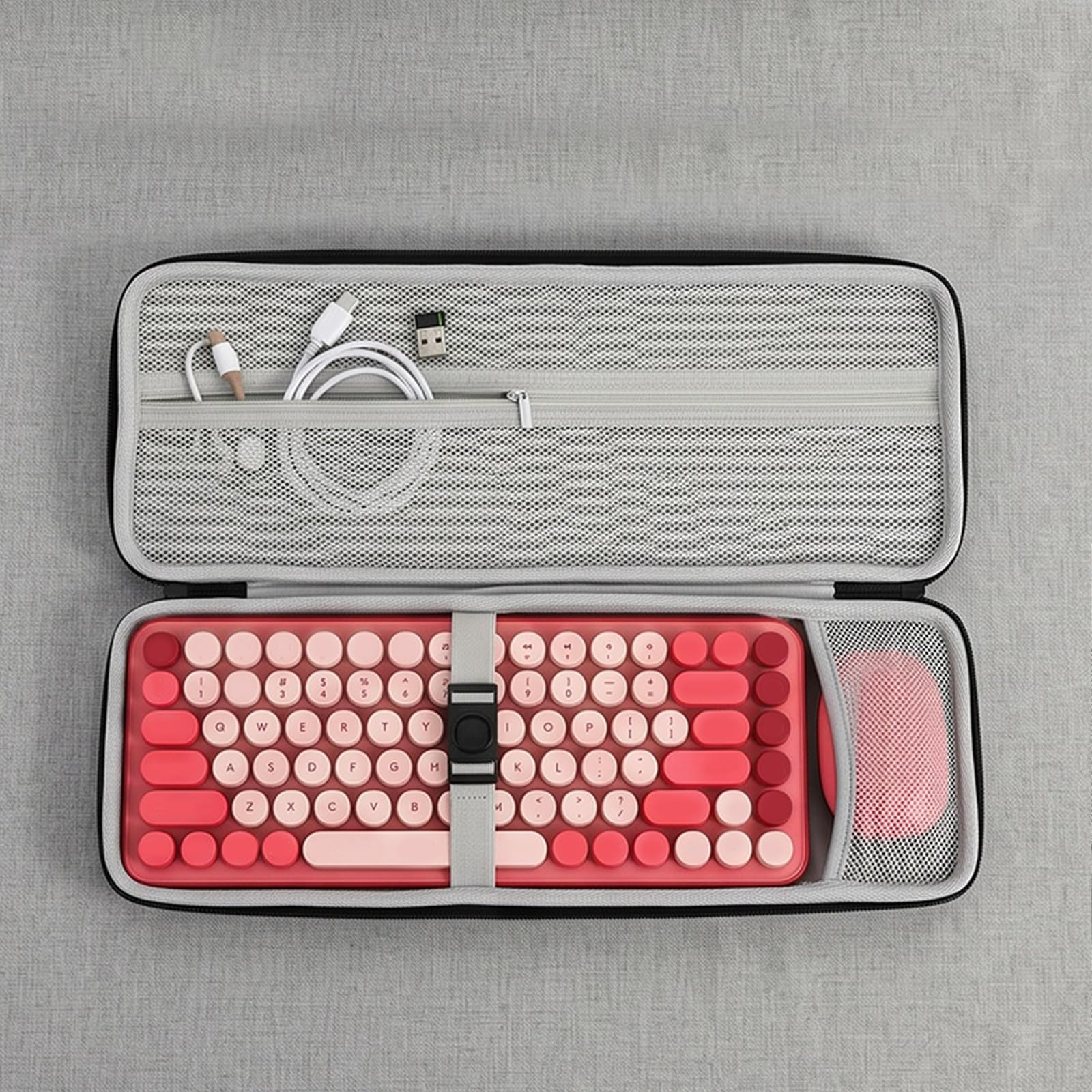 Mechanische Tastatur-Aufbewahrungsbox mit festem Gurt, stoßfeste Hartschalen-Tragetasche für kabellose Tastaturen, kratzfestes Design für Ausflüge im Freien