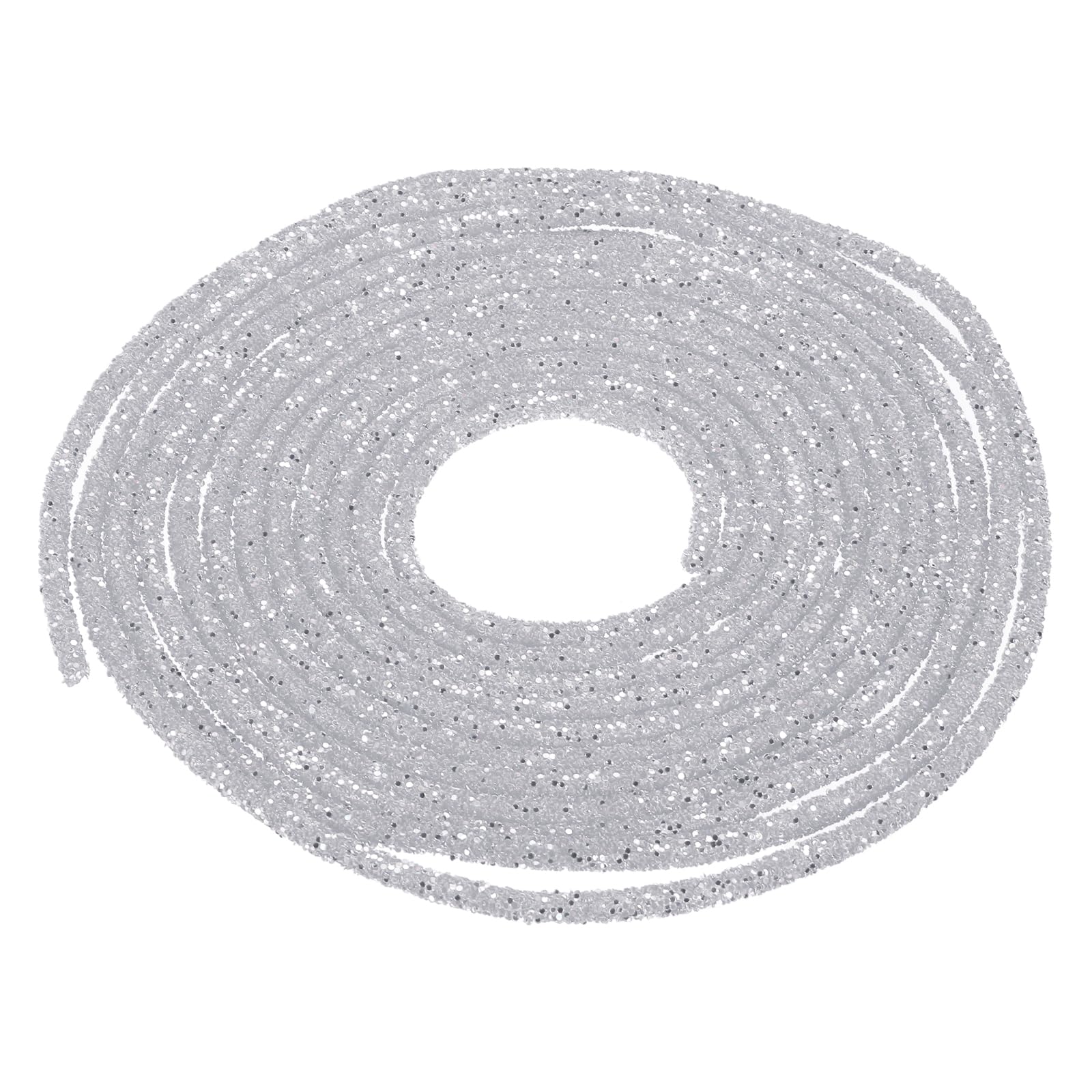 sourcing map 5 Yard 6mm 0.24 inch Glitter Sequins Rope Sequins Rhinestone Tube Cord for DIY Wedding Dresses Costume Clothing Shoes Jewelry Accessory Clear White — view 73