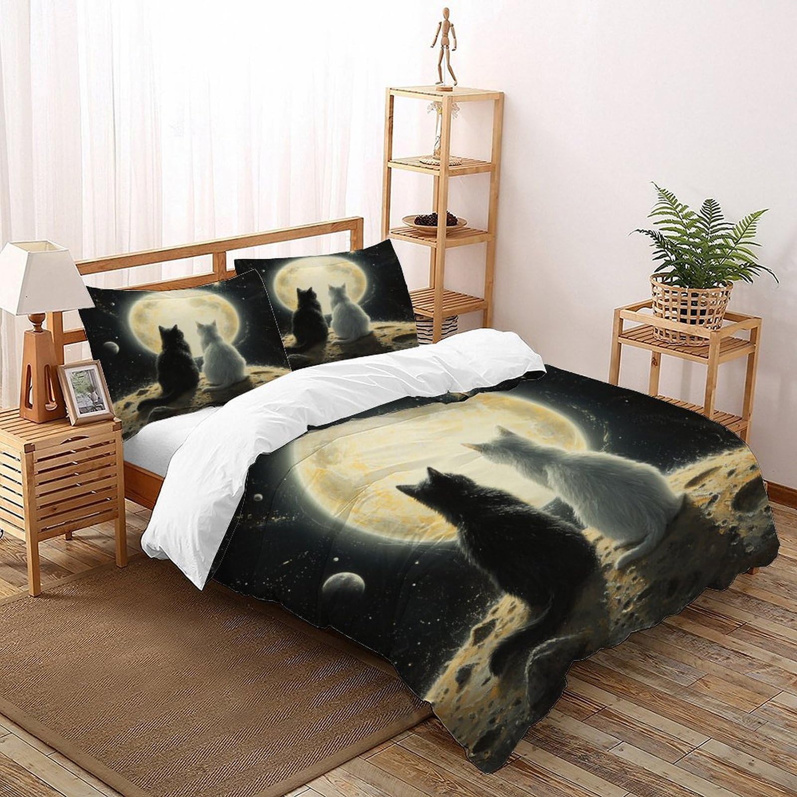 Housse de couette chat 200x200 pour une chambre style nature avec linge de lit imprimé animal 3D