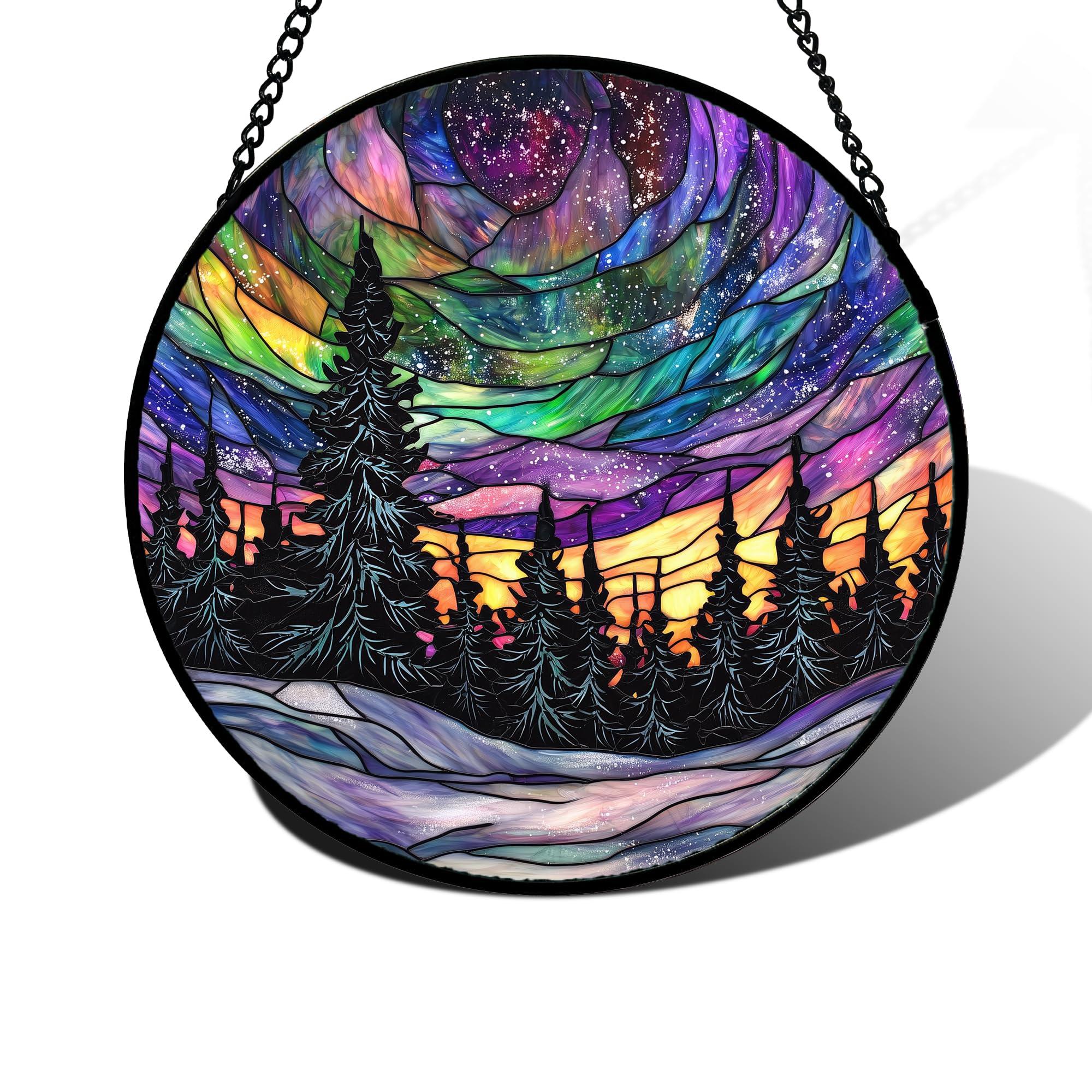 Van Gogh Night Scene Stained Glass Window Hanging Suncatcher Gifts 6.3"