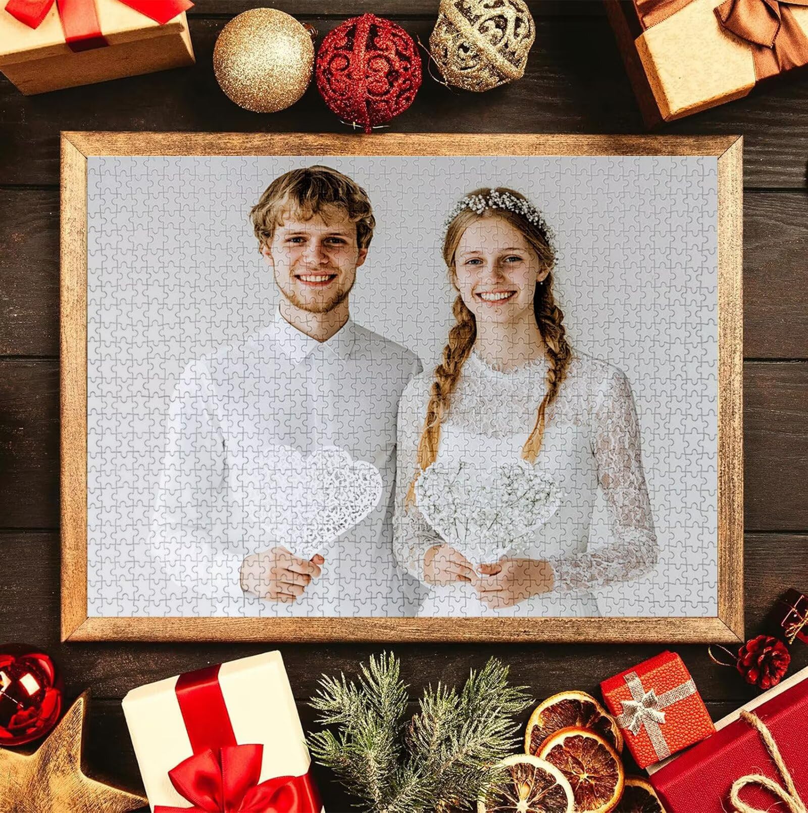 Puzzle Personalizado con Foto, Personalizada Rompecabezas Personalizado Diseña tu Logo Foto o Texto, Personalizado Navidad Halloween San Valentín Parejas Niños Familia Amigos h-3549
