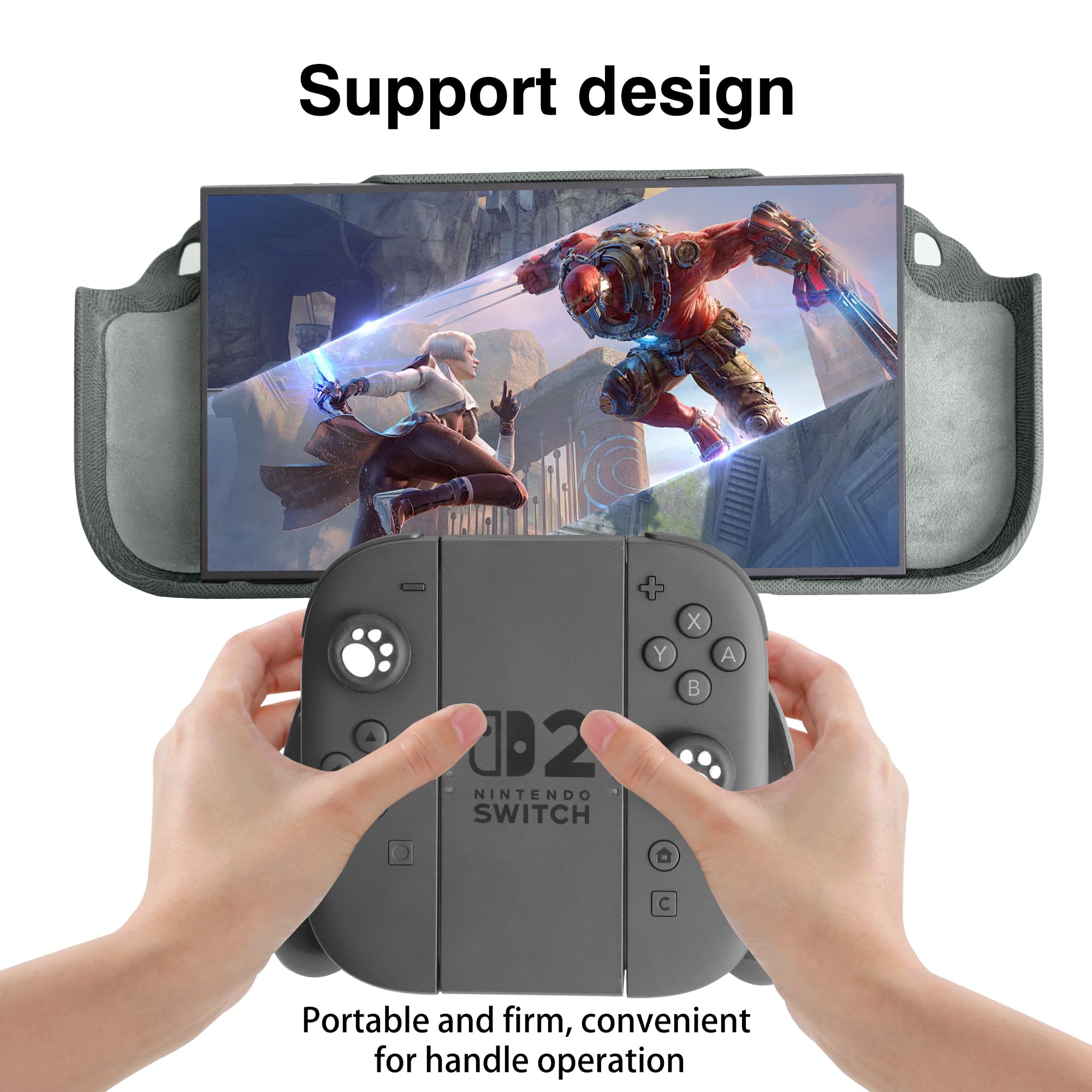 Coque de protection pour Switch 2, coque magnétique amovible, protection complète à 360 °, avec une coque de protection avec poignée ergonomique intégrée, convient pour Nintendo Switch 2 modèle 2025