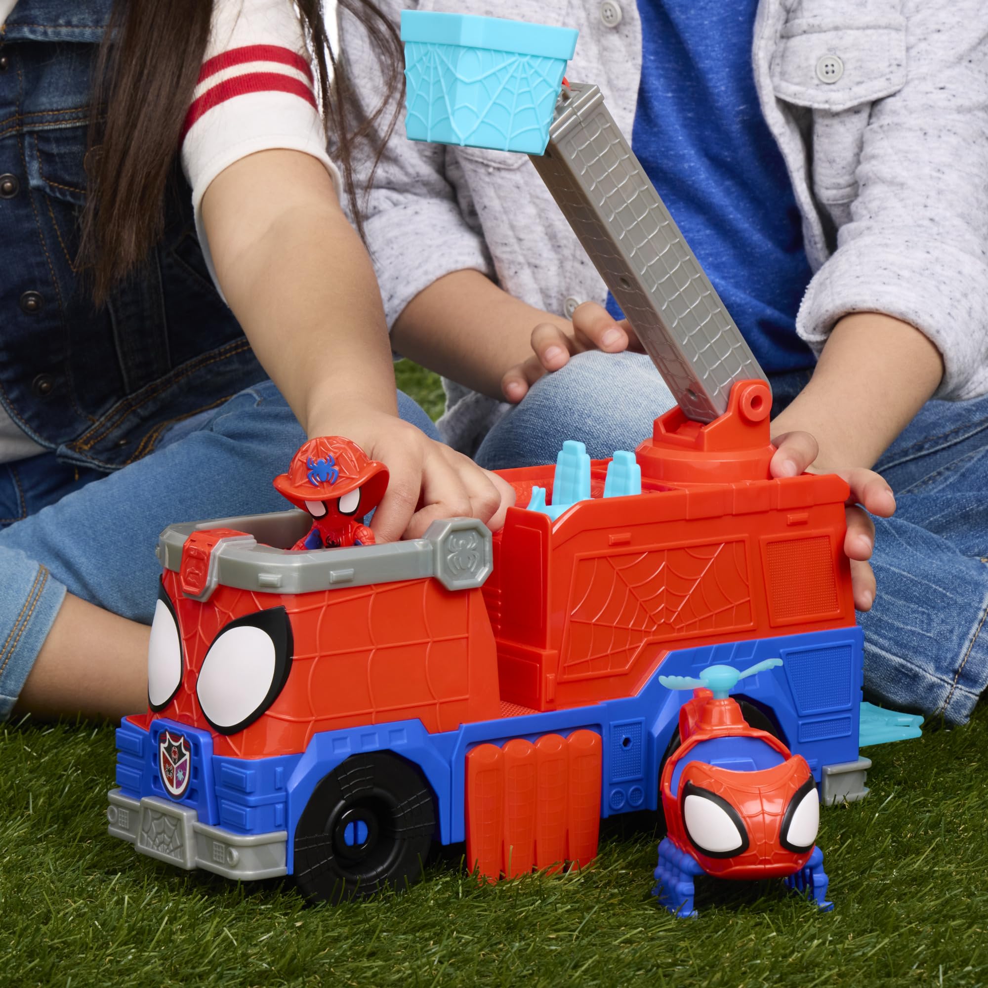 Hasbro Marvel, Spidey e i Suoi Fantastici Amici, Camion dei Pompieri Rescue-Webs, Action Figure e Veicolo