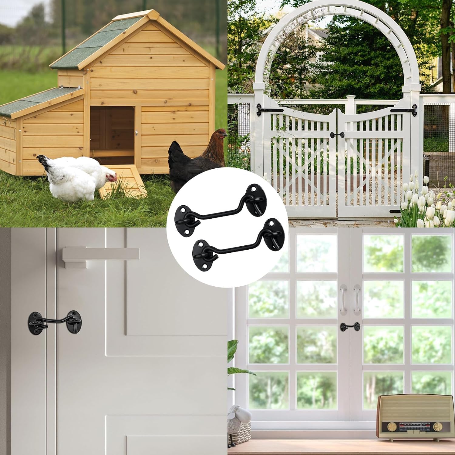 4in Barn Door Latch Bulk 12Pack Door Lock Hardware, Sliding Door Lock Eye Hook Latch with Screws, Rust-Resistant Metal Gate Latch