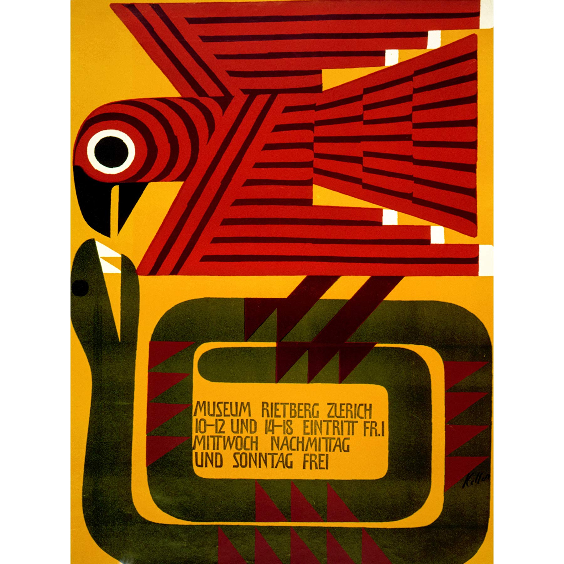 Wee Blue Coo Exhibition Rietberg Museum Zurich Bird Snake Large Wall Art Poster Print Thick Paper 18X24 Inch
