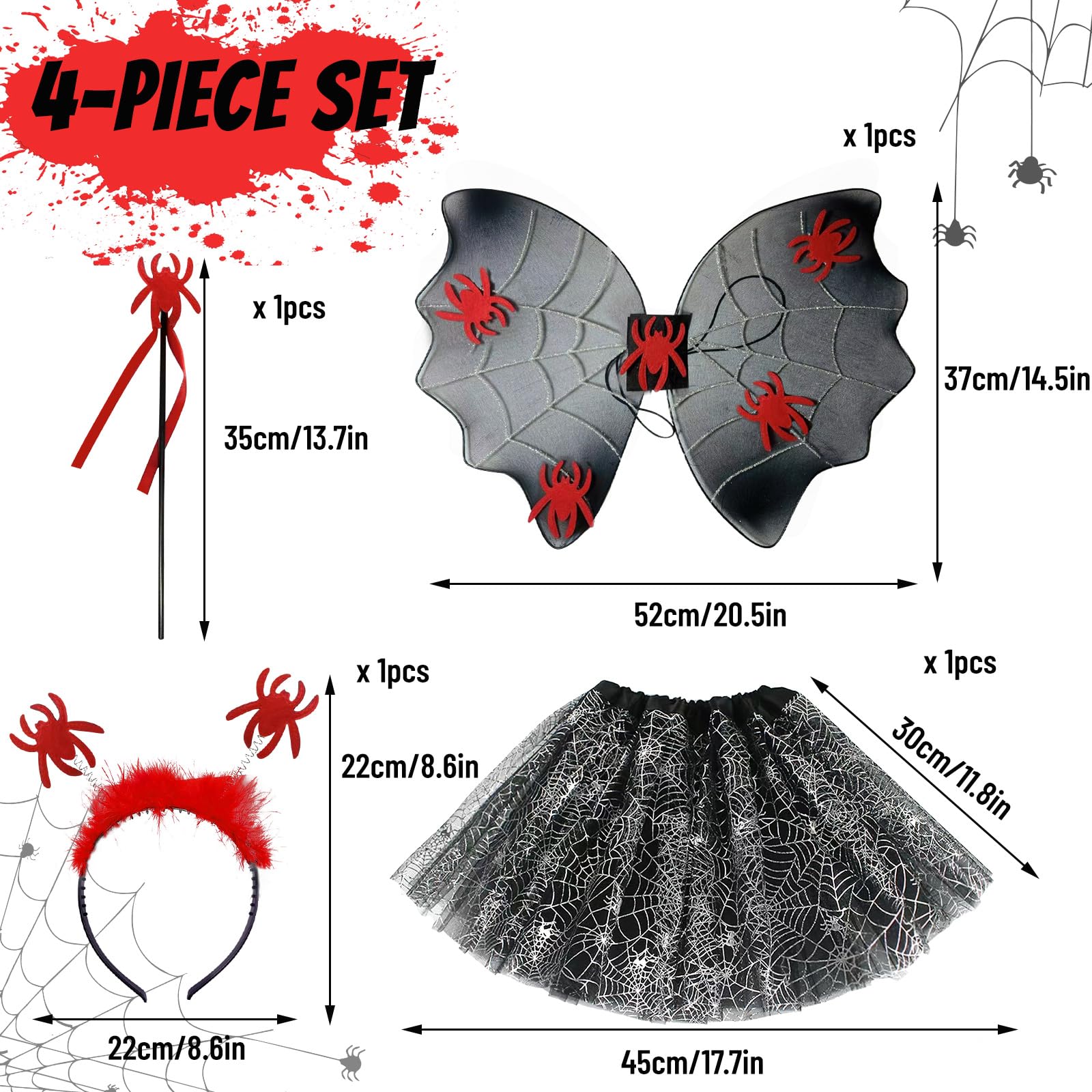 kotwoel Halloween costumes for kids Spider Costume Set for Kids , Includes Tiara, Wand - Image 2