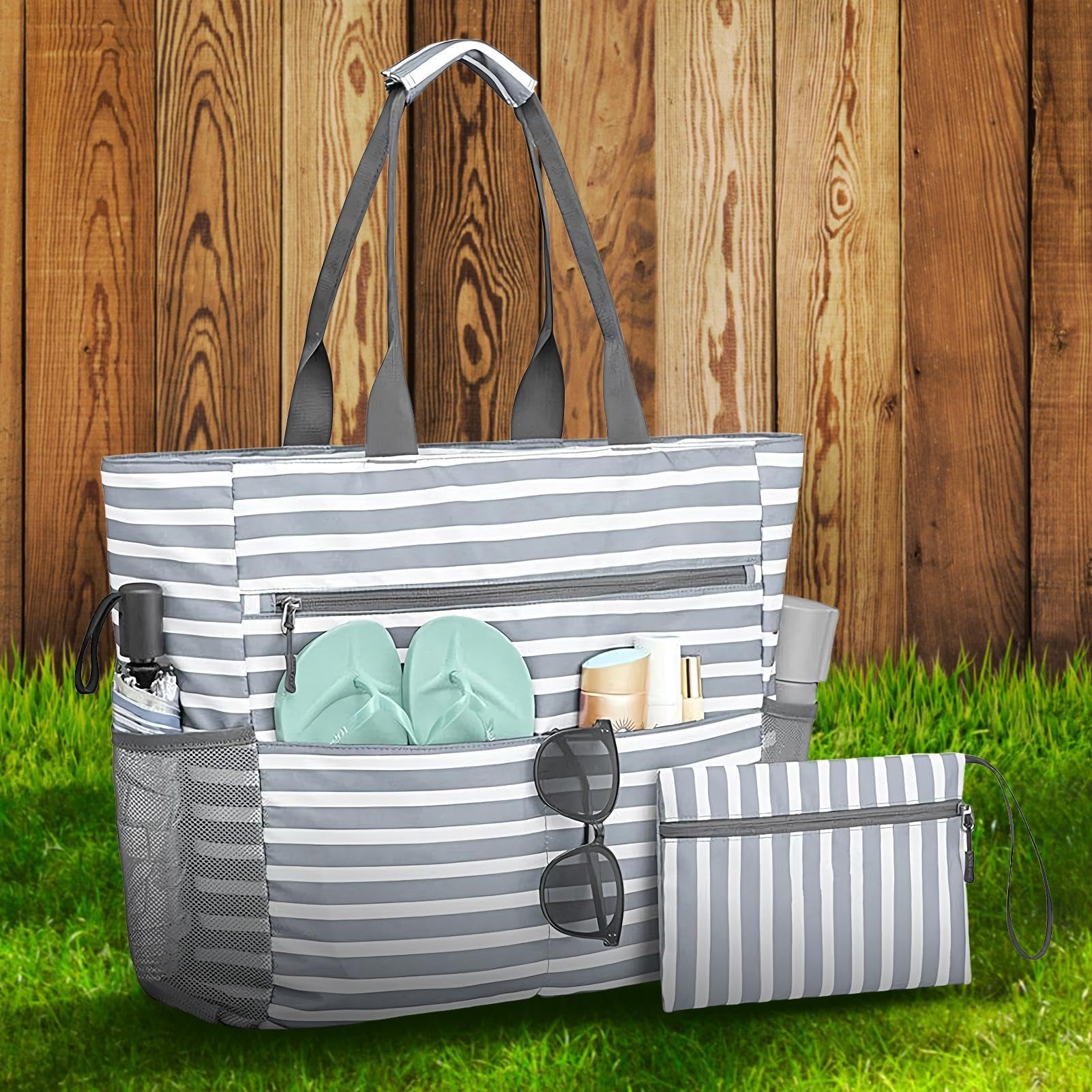 Borsa da spiaggia impermeabile, grande capacità, per donne, viaggi, resort, vacanze, resort, vacanze, attività all'aperto, vacanze, resort, crociera, nuoto, palestra, campeggio
