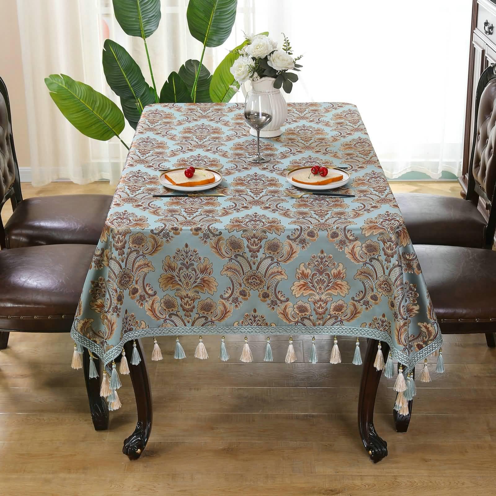 Kitchen Tovaglia Antimacchia Poliestere, Blu, 130x180cm