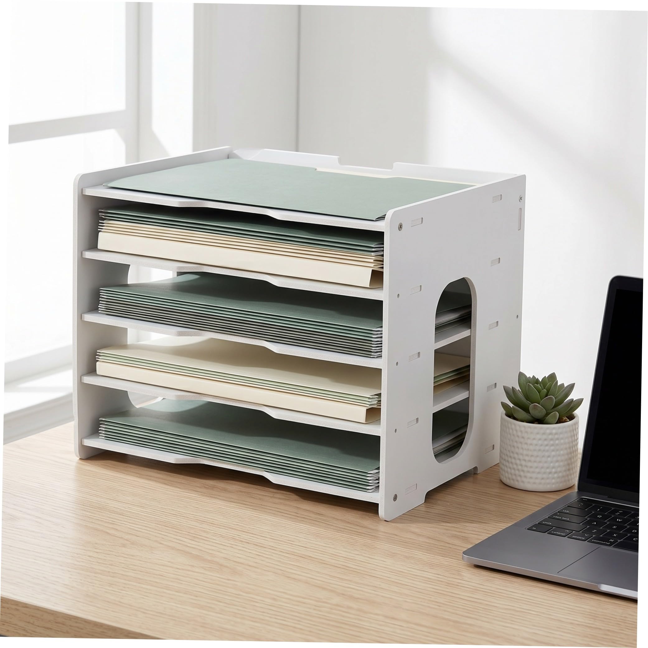 Healvian Organizador de Archivos de Oficina Blanco Diseño Multicapa