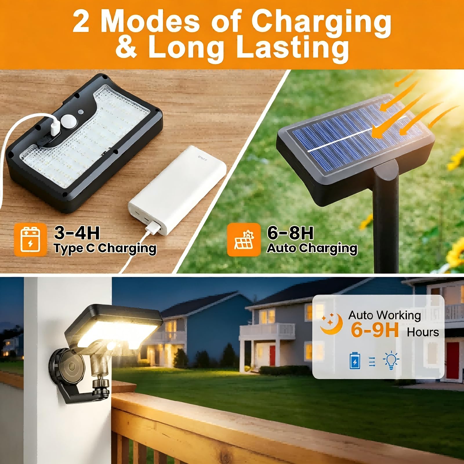 Set 2 Luci Solari Esterne Magnetiche, 3 Temperature Colore 92 LED con Telecomando, Illuminazione 80m² Sensore Movimento, IP65 Impermeabile per Terrazza Giardino Muro Ingresso