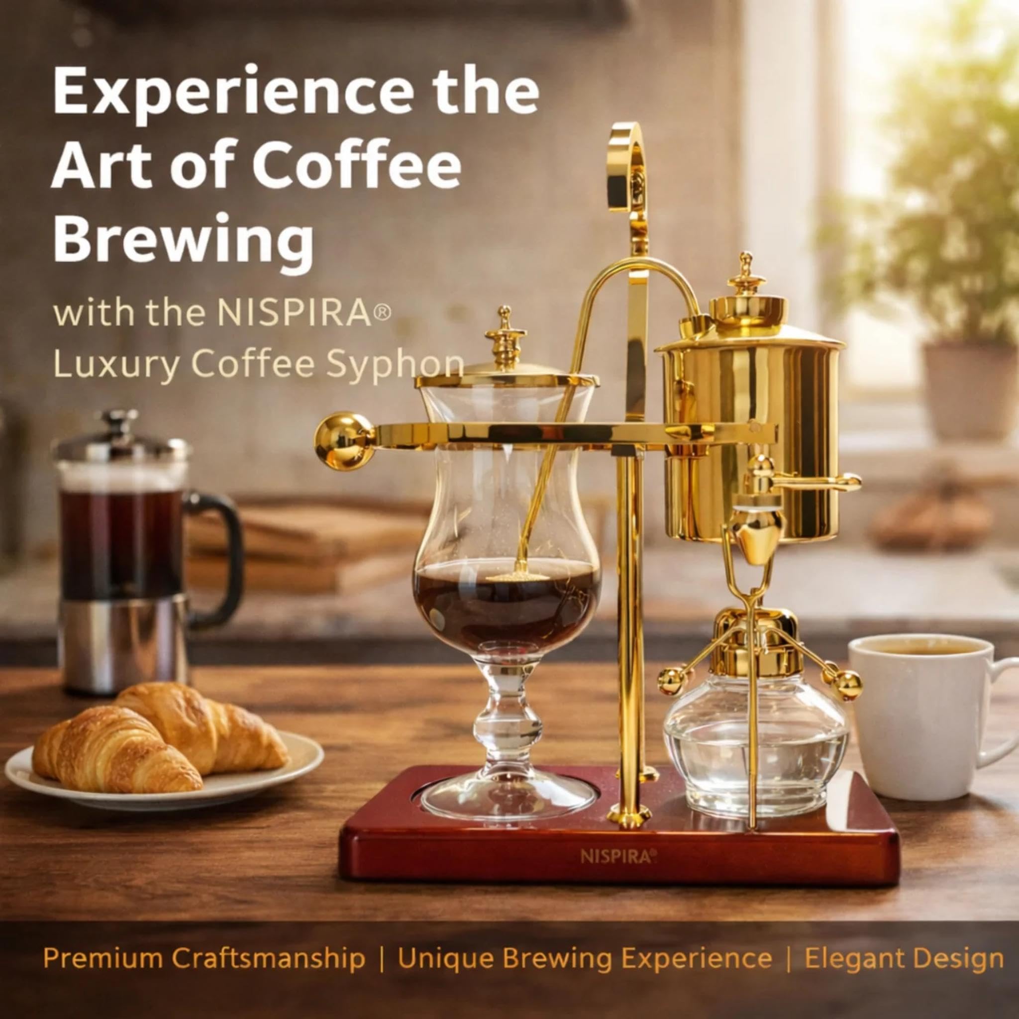 Nispira Belgian Royal Syphon Coffee Maker - Gold -5 Nispira Belgian Royal Syphon Coffee Maker - Gold -5