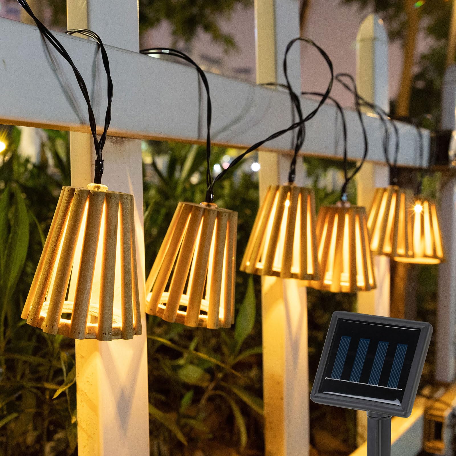 LivinlargeDecor Lantern String Lights with 10 Lanterns,Outdoor Waterproof Solar Patio Lights String Warm White Lights Outdoor for Garden, Holiday, Yard,Pergola,Porch,Party,Backyard