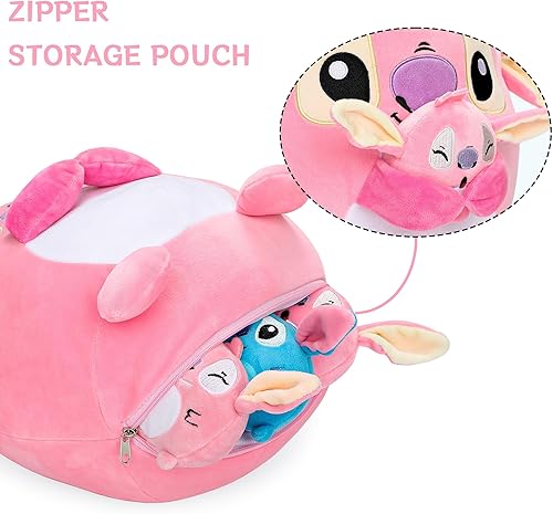 Miniatura 4 de Peluche de Angel Lilo Stitch de 15 pulgadas, diseño de dibujos animados rosa con 3 monstruos de bebé, almohada alienígena de peluche, regalo para