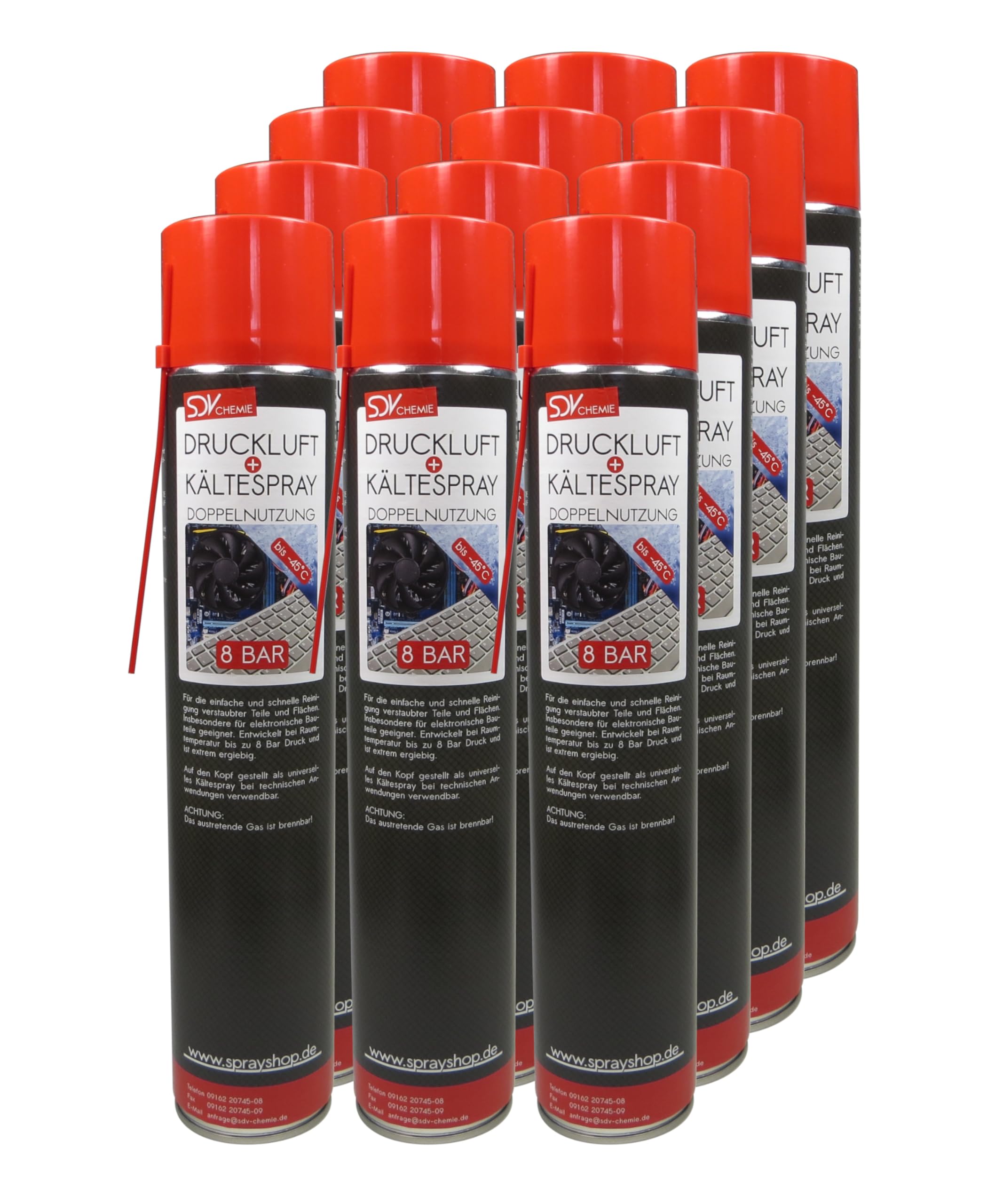 SDV Chemie Druckluft u. Kältespray 12x 750ml