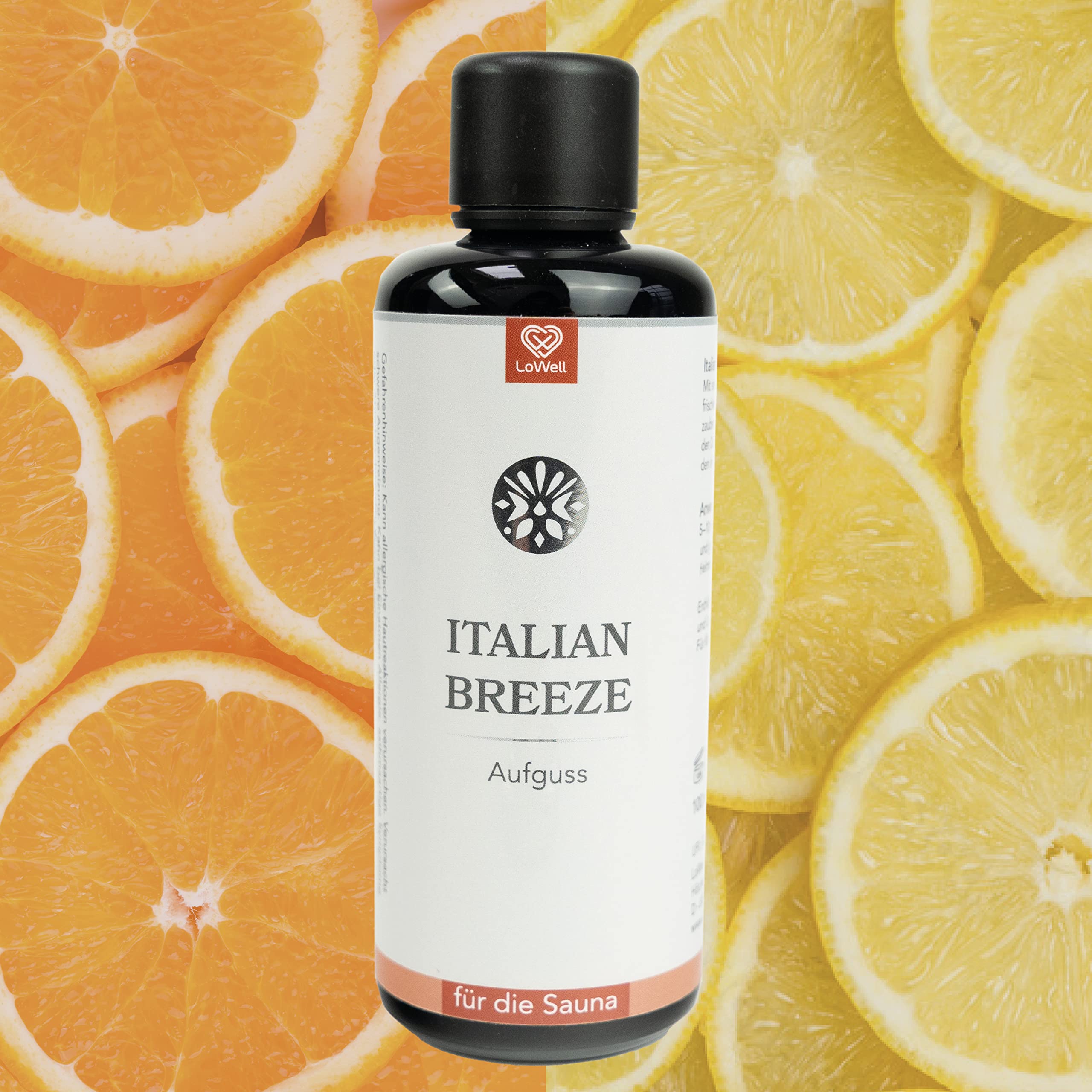 LoWell® 100ml infusion pour sauna Italian Breeze - Les accessoires d'infusion pour sauna et hammam - Huiles essentielles pour sauna Concentré d'infusion - Citron, Orange