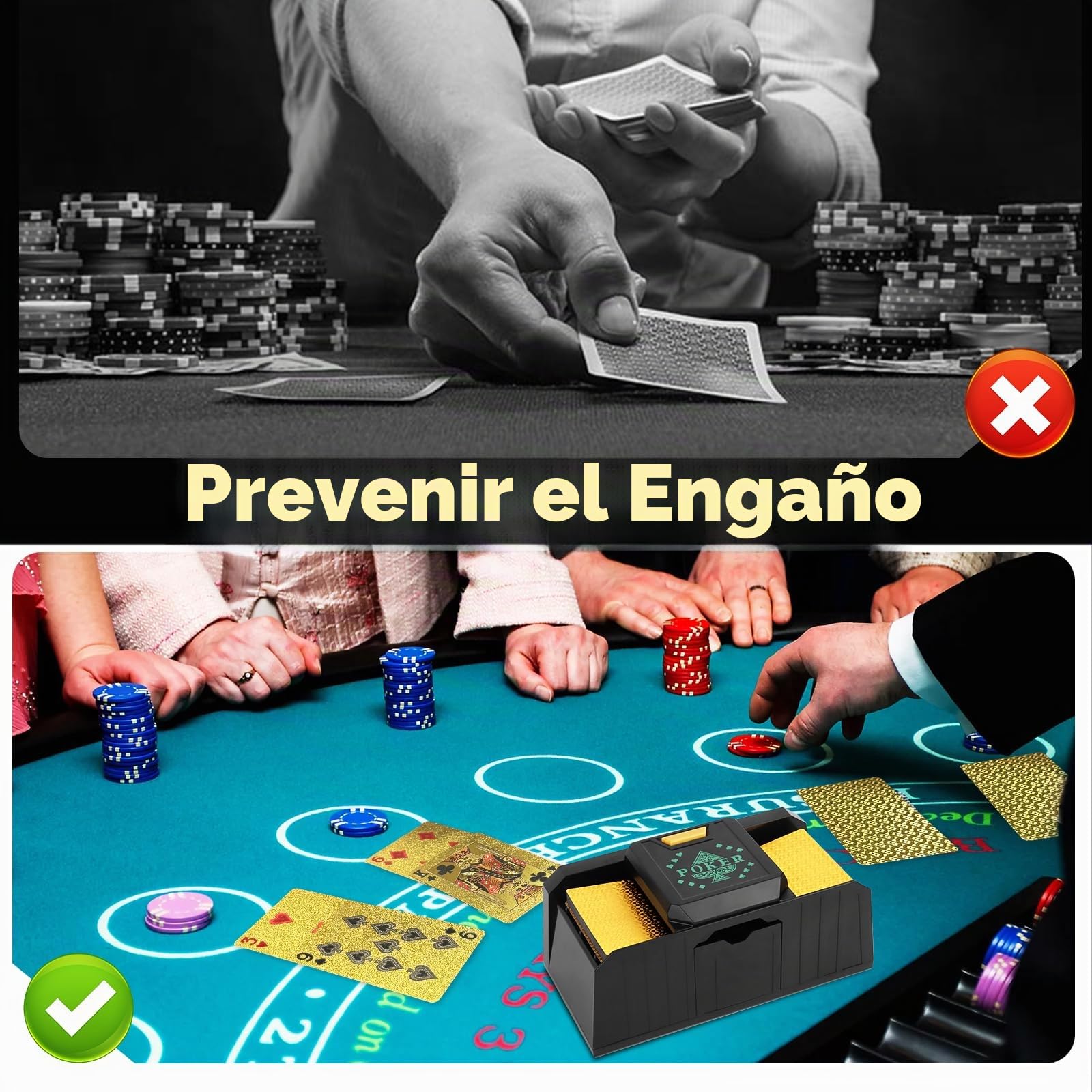 Barajador de Cartas Eléctrico, MXTIMWAN Barajador Automático de Cartas de 1 a 2 Barajas, a Pilas Máquina Barajadora de Cartas, para Jugar al Póquer, Texas Hold Em, Blackjack