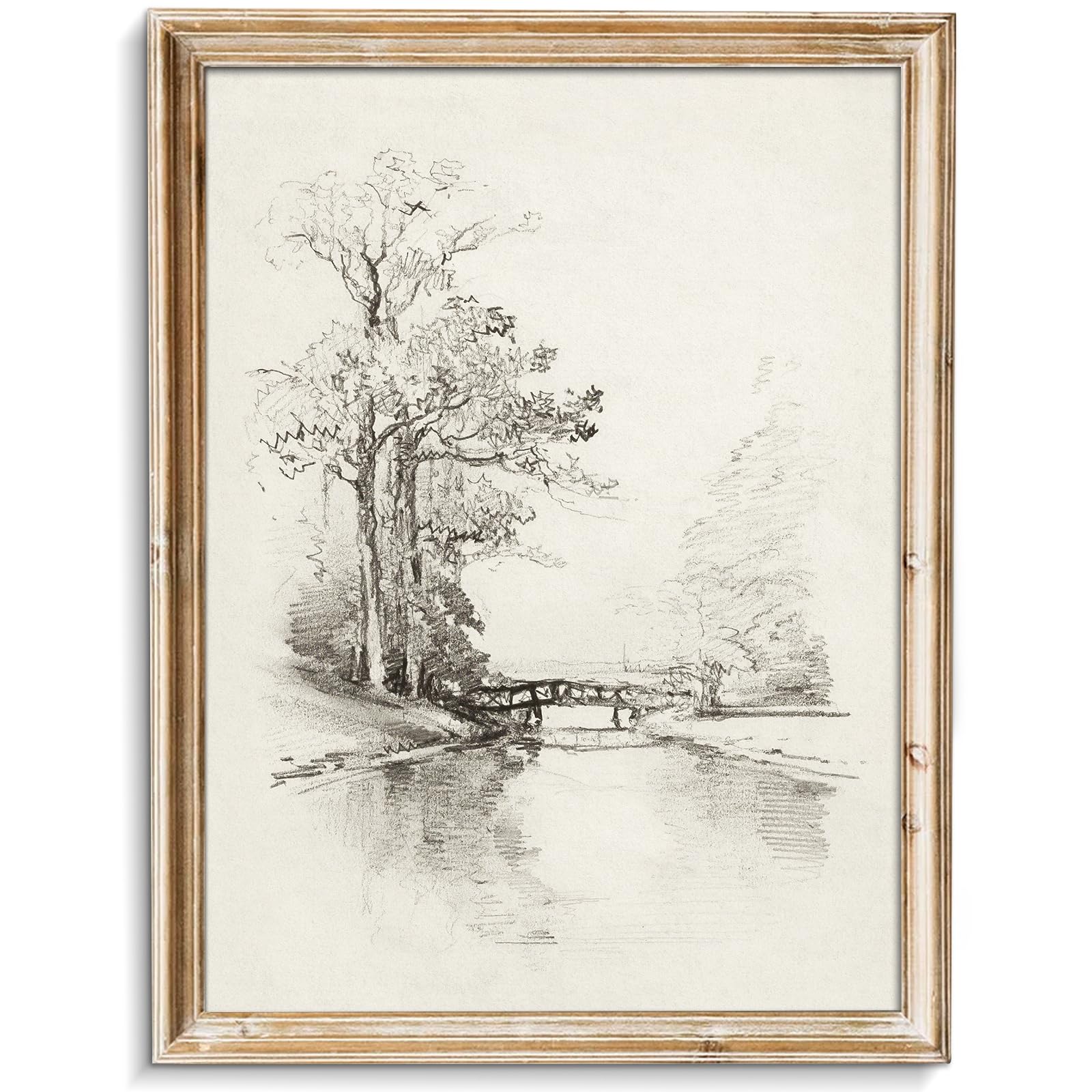 uniro Sketch Tree Canvas Wall Art Prints - Neutral Wall Art for Home Decor- Vintage Farmhouse Engrave Line Wall Art - Grey Neutral Sketch - Minimalist Mid Century French Country Room Decor (8" x 10"-UNFRAMED)