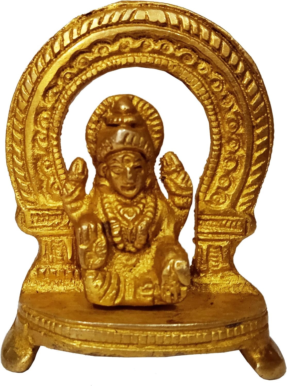 Purpledip Brass Idol Lakshmi Ganesha in Mandap: Collectible Statue Set for Home Temple (12245), Gold - Image 3
