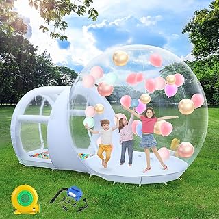 FOOING Maison à bulles gonflable, 10 m, tente gonflable avec double canalisation améliorée, tente à bulles en TPU transparent, maison créative pour fête, mariage, anniversaire et centre commercial