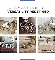 Vista 5 de Parte superior de mesa de vidrio templado transparente de 12 pulgadas cuadrada de borde plano con 0,63 cm de grosor para mesas de comedor, de café