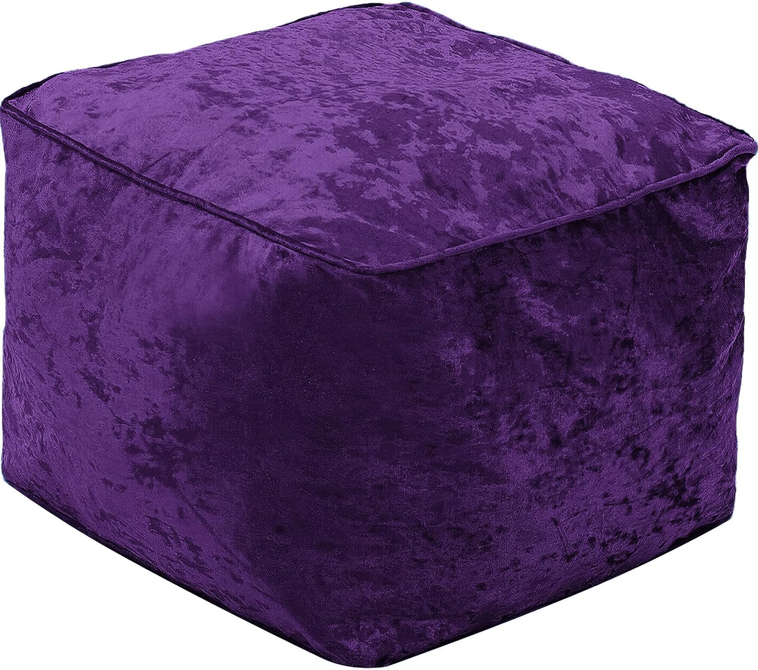 Crush Velvet Square Shape Ottoman Bean Bags Indoor Seating Foot Rest Footstools Stool Pouffe 40cm x 40cm (Purple)