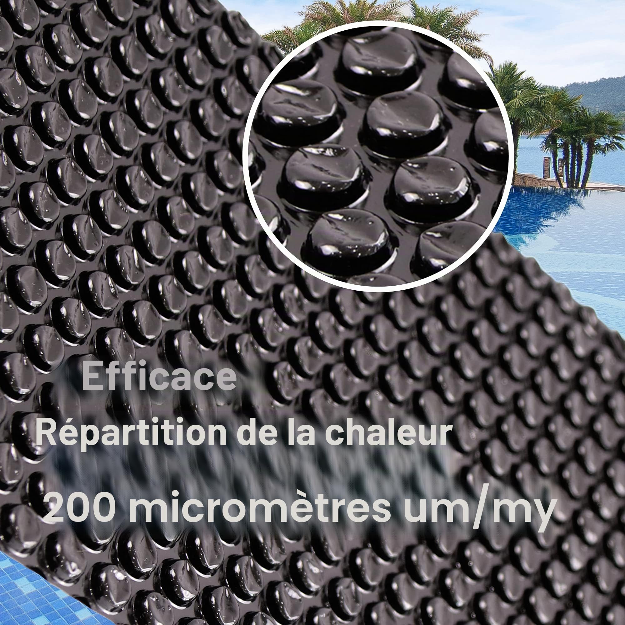 Melko Bâche solaire pour piscine 1000 x 500 cm | Film solaire 200 microns | Découpe facile | Chauffage de piscine