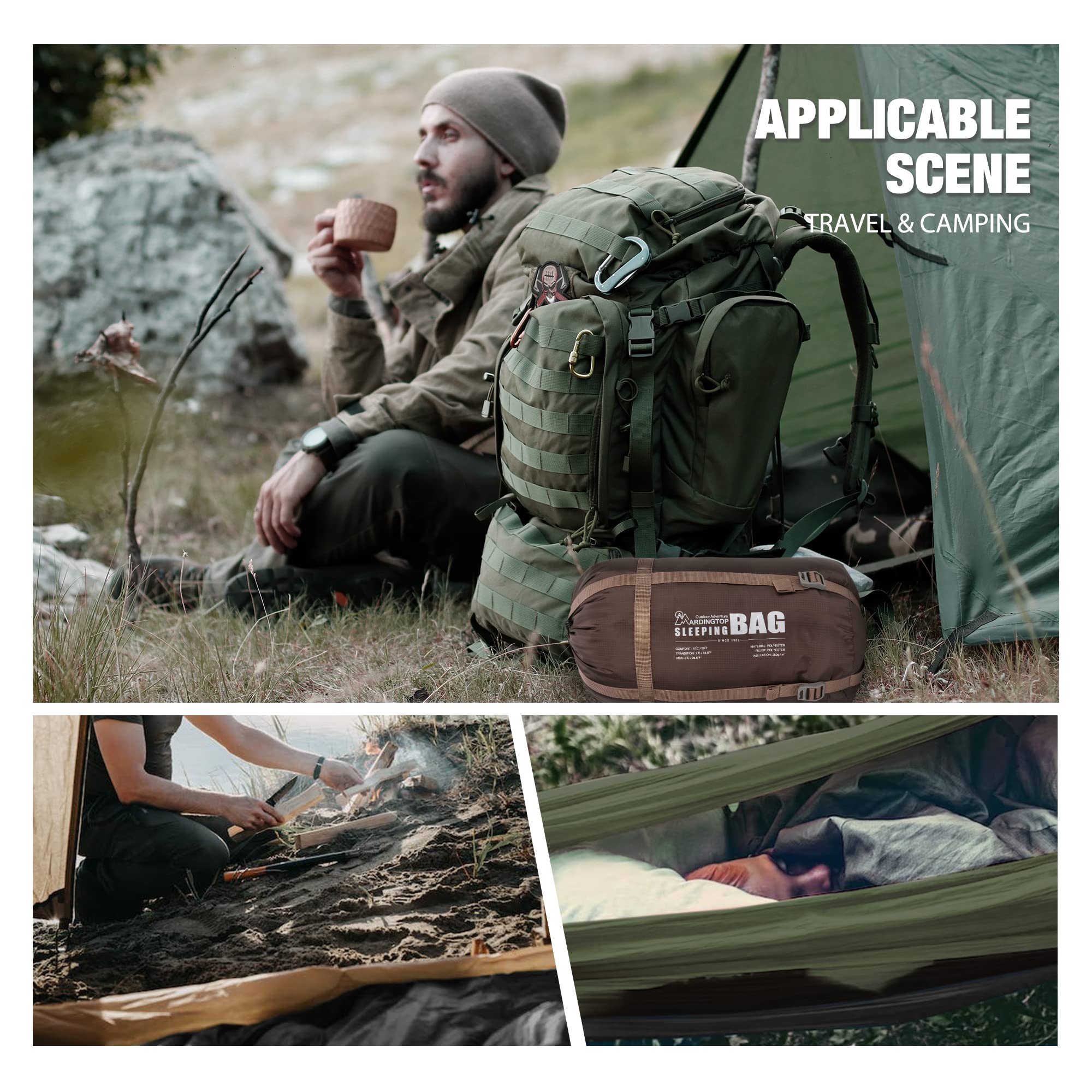 Mardingtop Saco de Dormir Outdoor -5 °C - 15 °CWarm Saco de Dormir de mamá para Adultos para Camping, Viajes y Actividades al Aire Libre