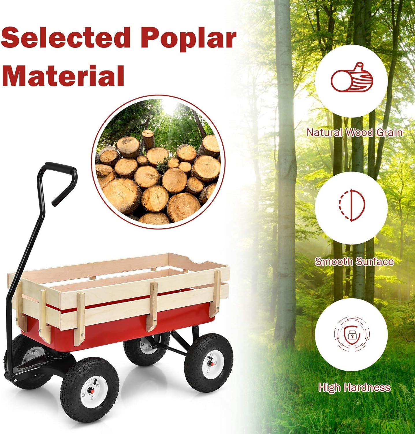 Buy ReunionG Garden Cart with FreeRotating Wood Railing, Kids Outdoor