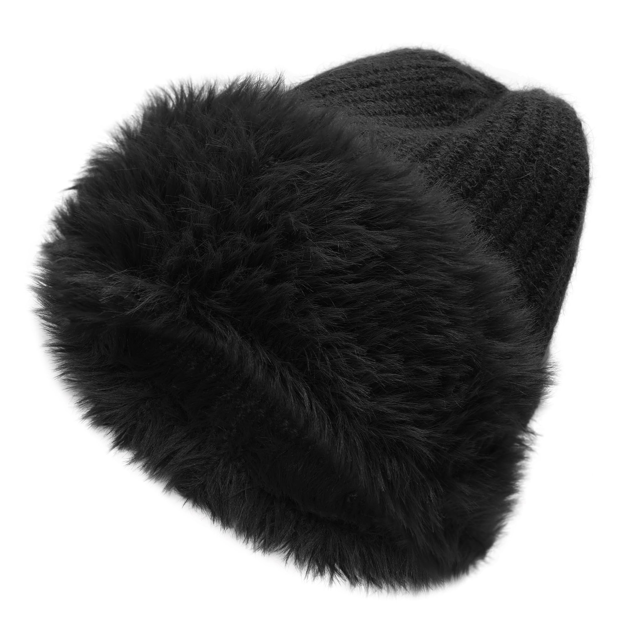 ZLYCWinter Faux Fur Slouchy Beanie Hat for Women Warm Knit Stretch Cuffed Skull Cap