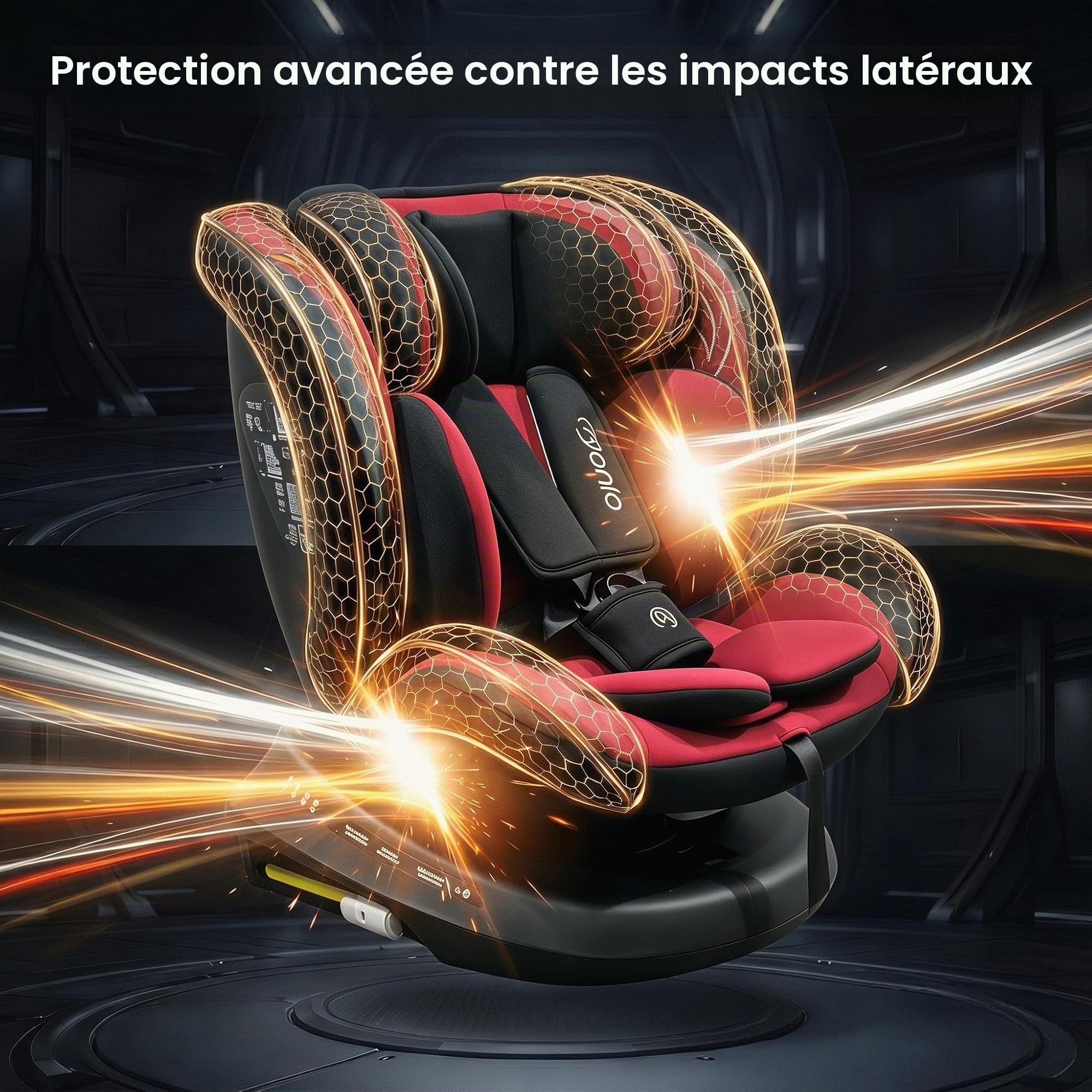 Bonio Siège auto I-SIZE 40-150 cm, pivotant à 360°, avec fixation Isofix, 0-36 KG (Rouge)