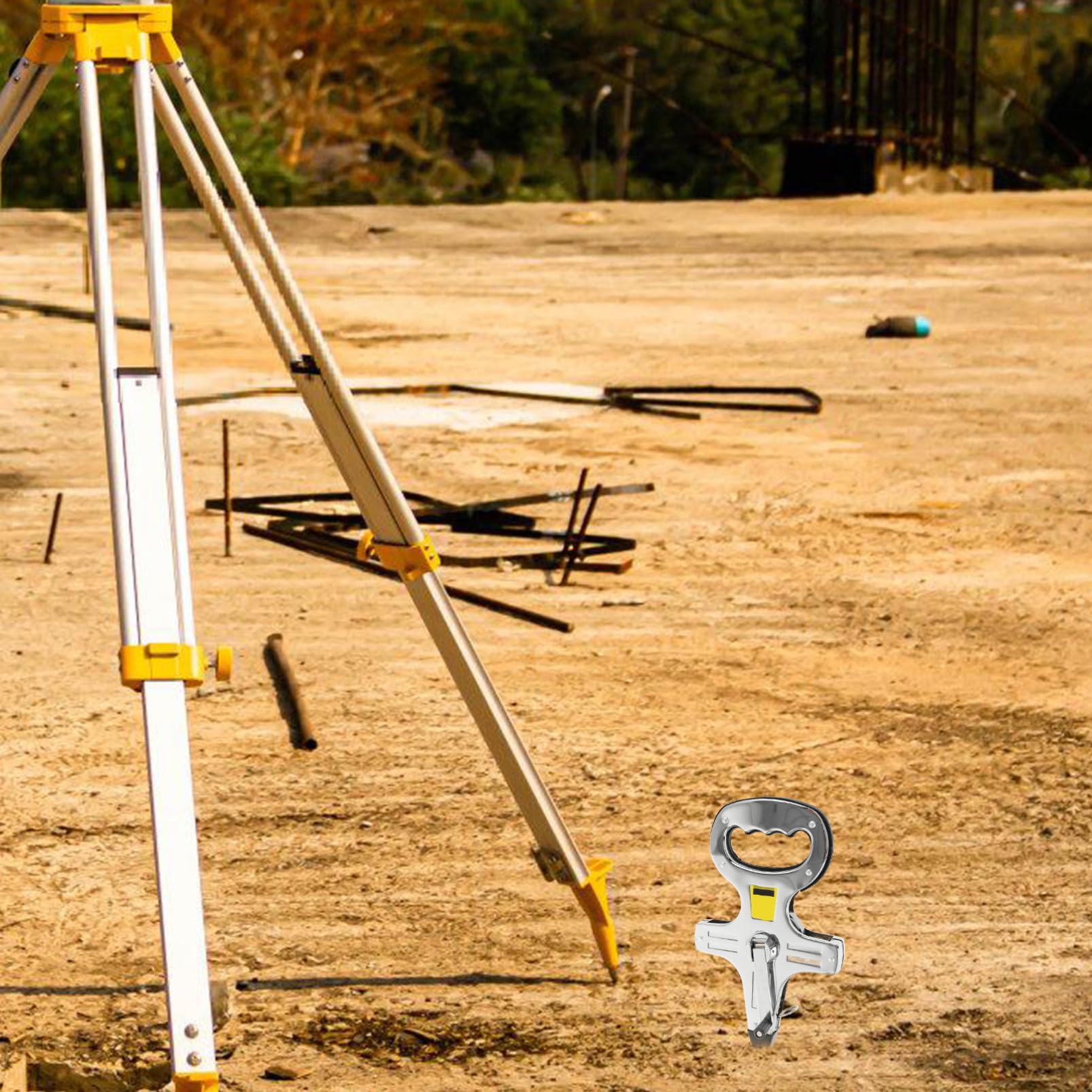 Hemobllo Ruban à Mesurer en Acier, Mètre Ruban à Insertion au Sol, Échelle Précise, Plage de Mesure 0-100m, Usage Professionnel sur Chantier