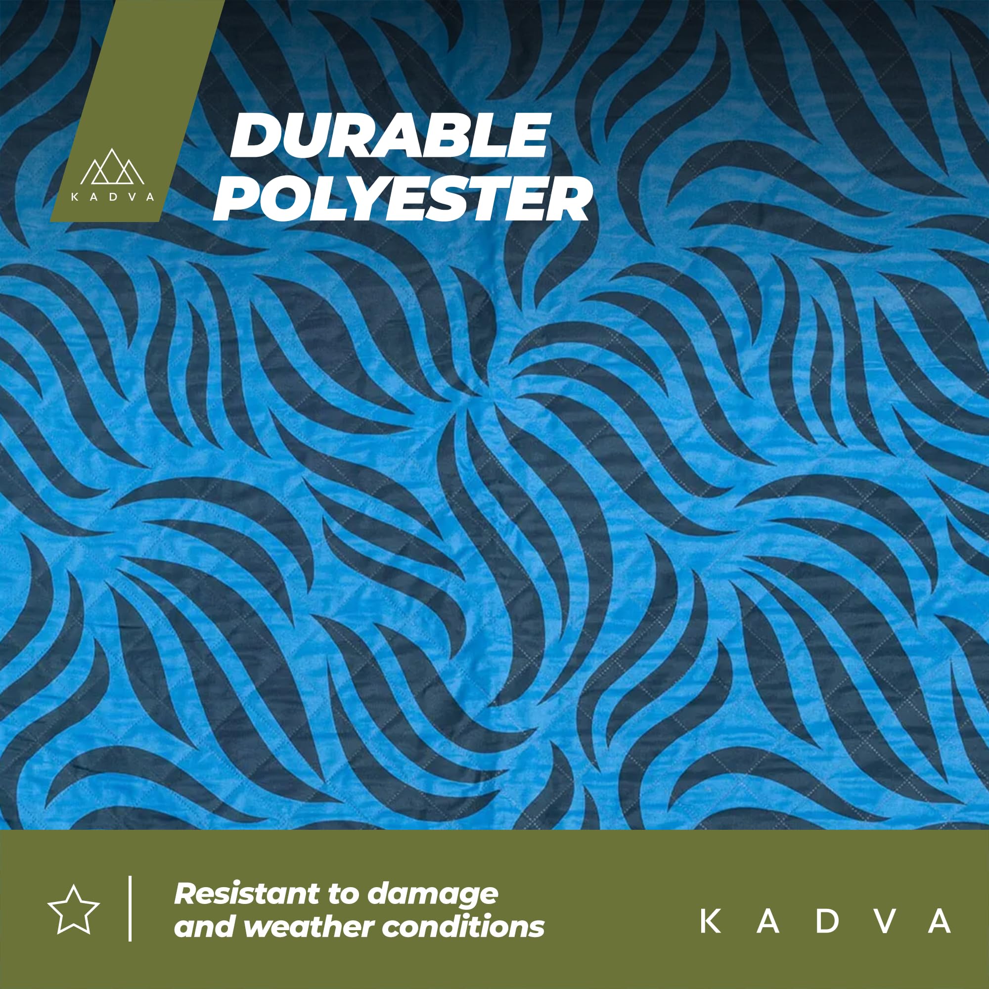 KADVA Coperta da Picnic Blu 140 x 170 cm 100% Poliestere Resistente e Confortevole