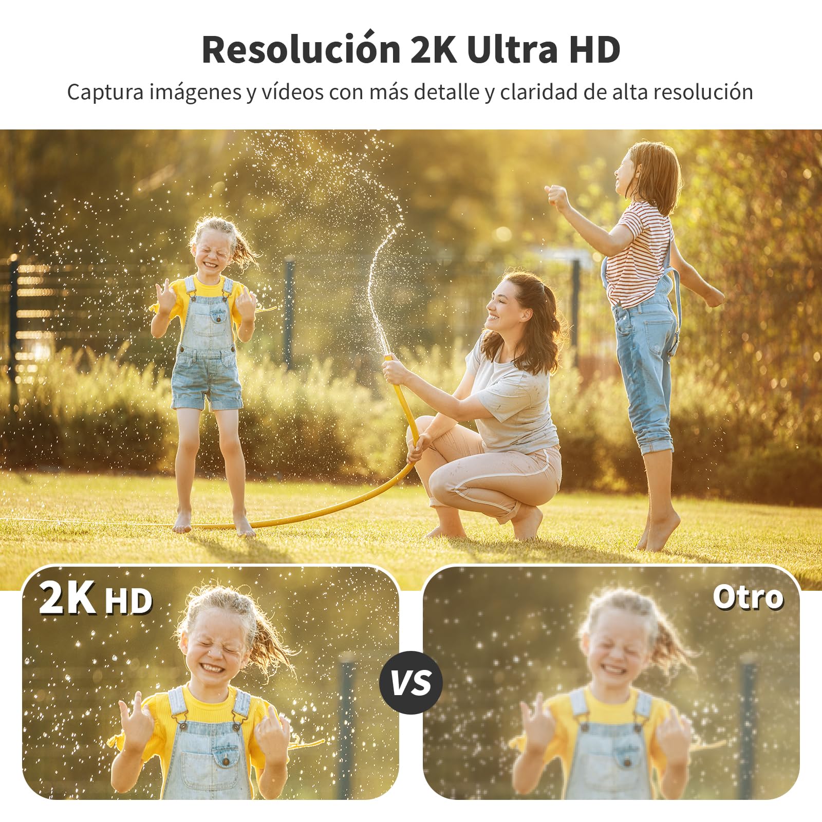 SEHMUA 2K Cámara Vigilancia WiFi Exterior Solar con Batería, 2Piezas 360° Cámara de Vigilancia Domicilio Exterior Sin Cables, Visión Nocturna en Color, Audio Bidireccional, Detección PIR, Cloud