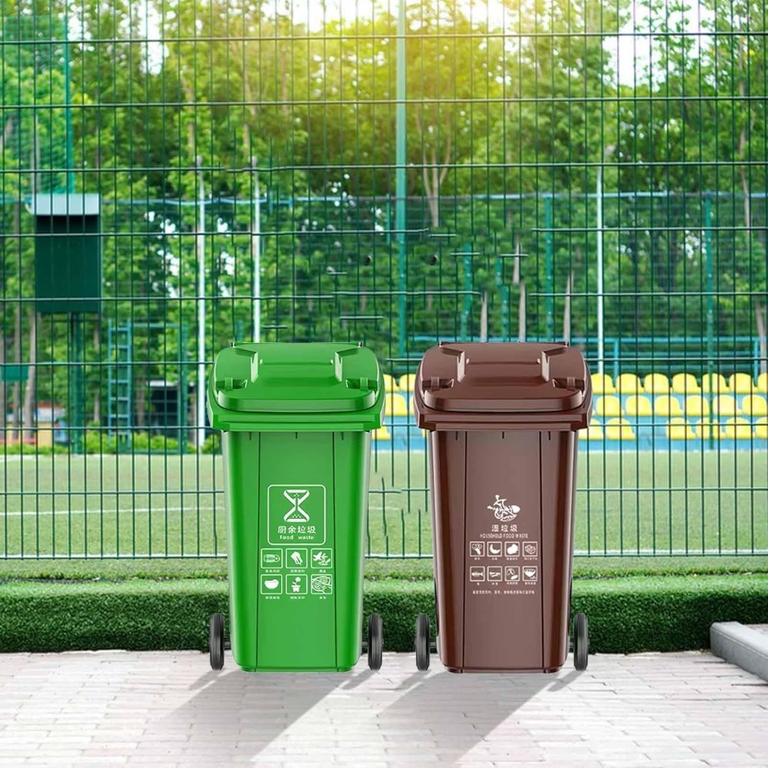 Zewnętrzny kosz na śmieci 80 l, 100 l, 120 l, 240 l, z pokrywką, pojemnik na śmieci o dużej pojemności, wytrzymały kosz na śmieci, łatwy w pielęgnacji i konserwacji (czerwony, 120 l)