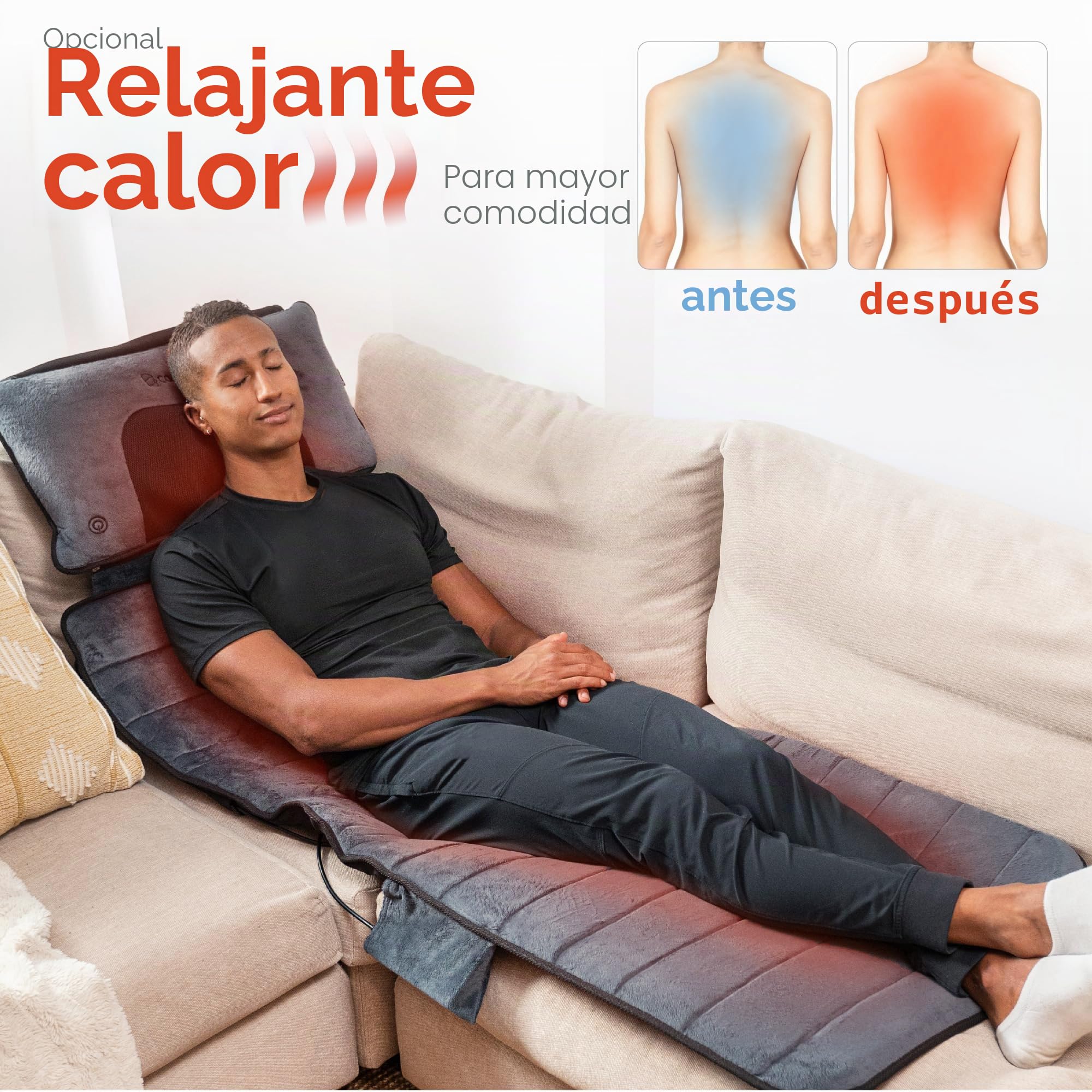 COMFIER Colchón Masaje De Cuerpo Completo Con Función De Calor, 10 Motores De Vibración Funda De Asiento De Masaje Con Almohada Shiatsu Ajustable Para El Cuello, Regalo Hombre Mujer