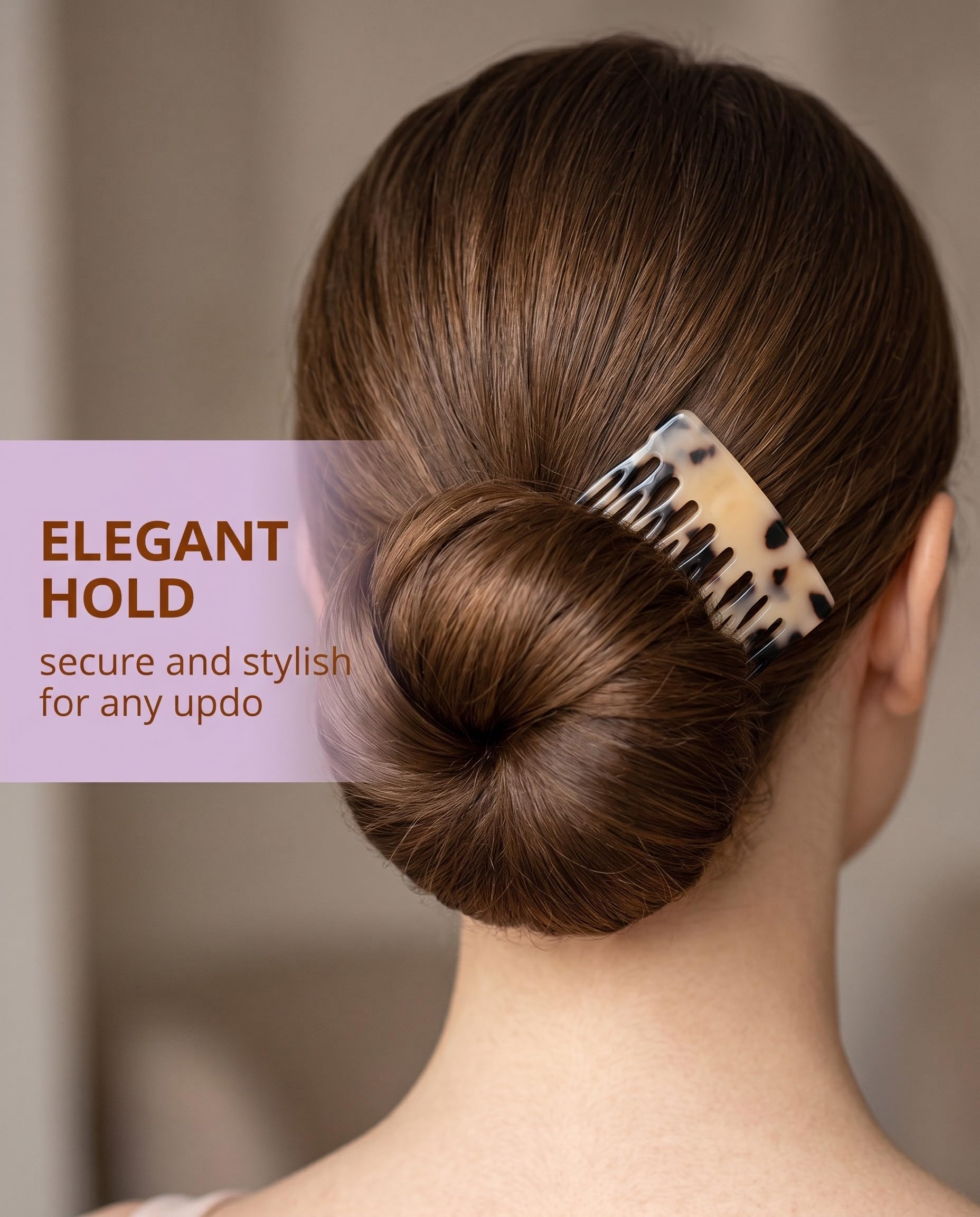 4 Peinetas para el Pelo de Acetato Estilo Francés, Elegantes para Moños y Recogidos. Horquillas decorativas duraderas para mujer.
