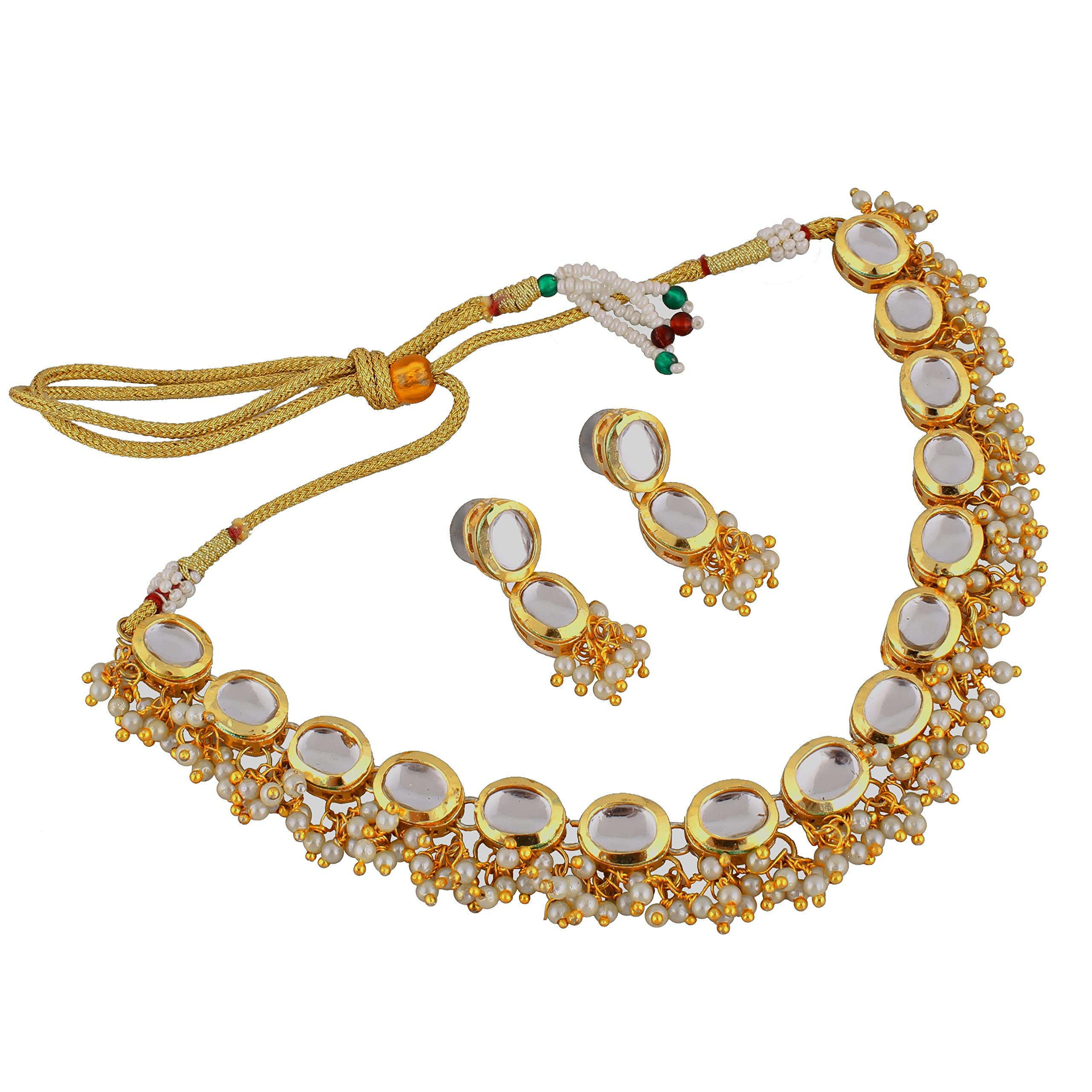 LUCKY JEWELLERY Back Meenakari 18k Gold Plated White Color Triangular Shape Earring Combo Jewellery Set Uncut Kundan Big Faux Kundan Dibbi Kundan Choker Necklace Set for Girls & Women (B0BC3T3K78) Amazon Price History, Amazon Price Tracker