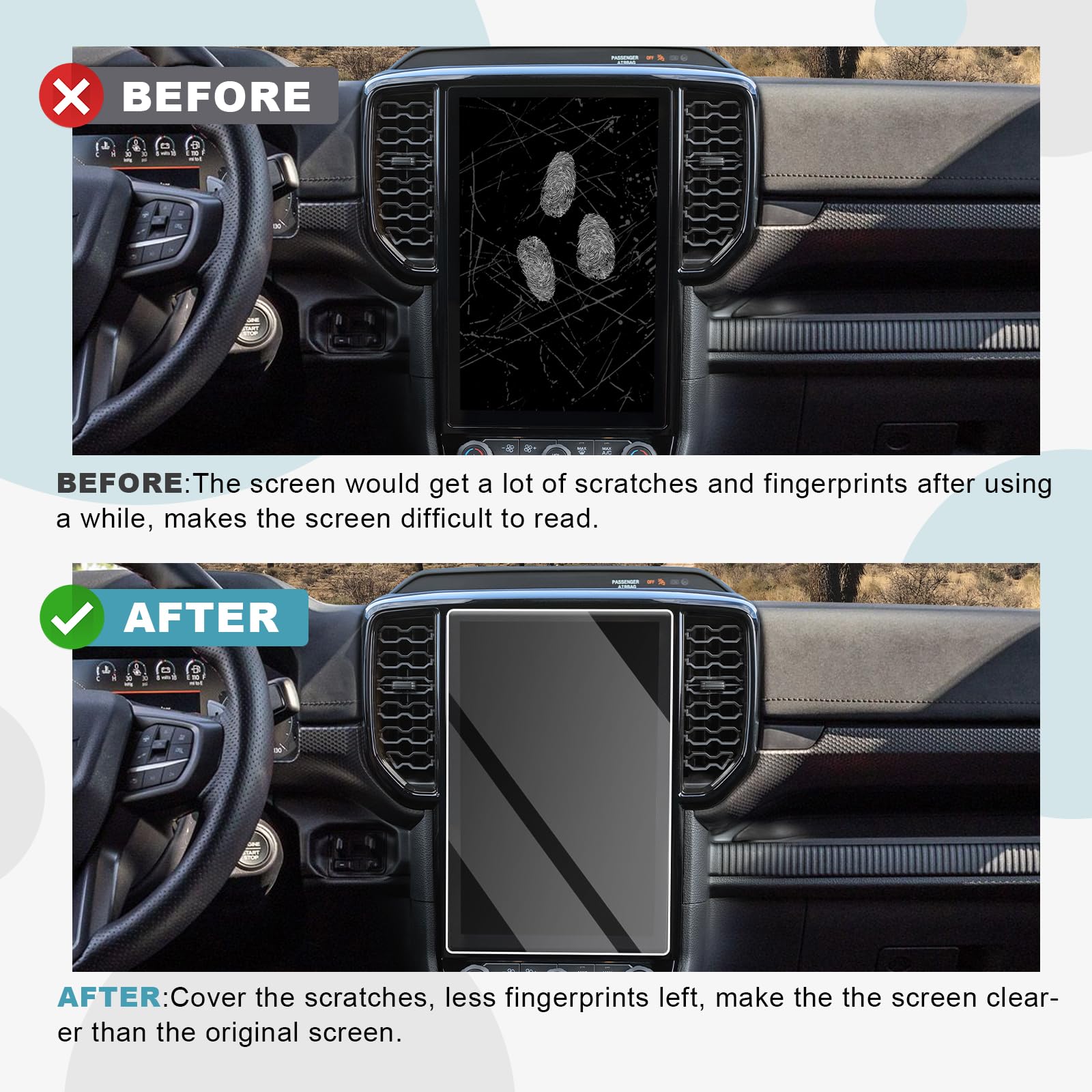 CDEFG Displayschutzfolie Für Ford Ranger 2023-2025 SYNC 4 - 12 Zoll Nano Folie Kratzfest