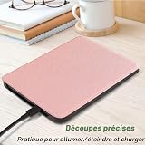 DMLuna Case for Kobo Clara BW (Model N365) / Kobo Clara Colour (Model N367) 6" 2024 Release, Ultra Slim Lightweight Premium PU Leather Cover with Auto Sleep/Wake Function - Rose Gold - 5