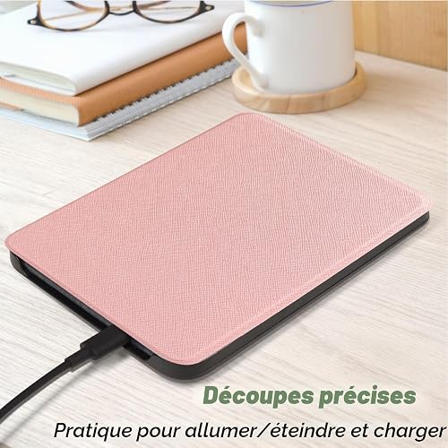 DMLuna Case for Kobo Clara BW (Model N365) / Kobo Clara Colour (Model N367) 6" 2024 Release, Ultra Slim Lightweight Premium PU Leather Cover with Auto Sleep/Wake Function - Rose Gold - 5