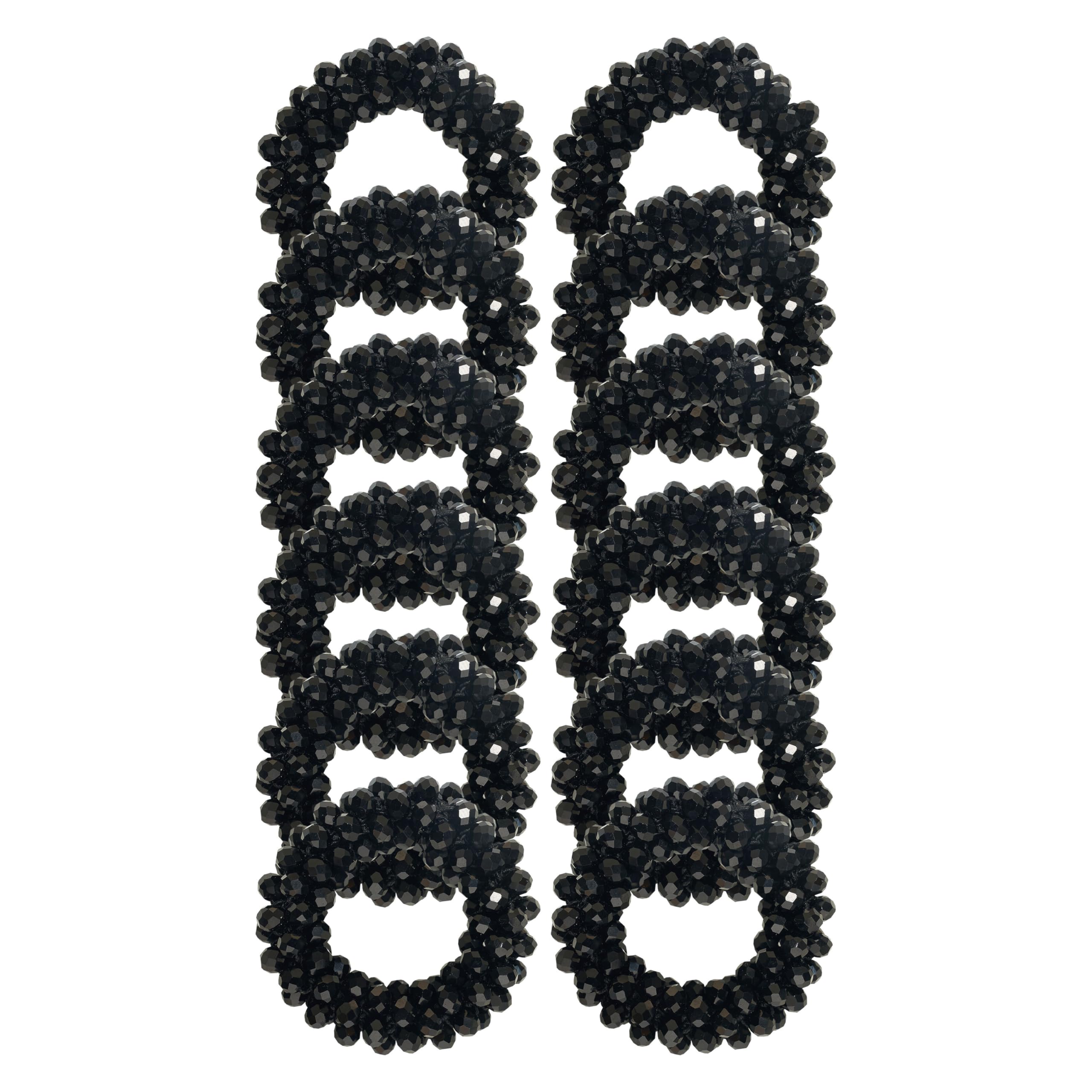 Imperial Riding Mane Knot Elastics IRH, Set of 12 Elastic Hair Bobbles with Beads for Horse Mane, Black, 1SIZE