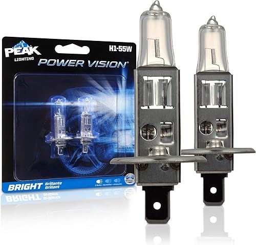 PEAK Power Vision Automotive - Faros delanteros H1 de alto rendimiento de 55 W (paquete de 2)