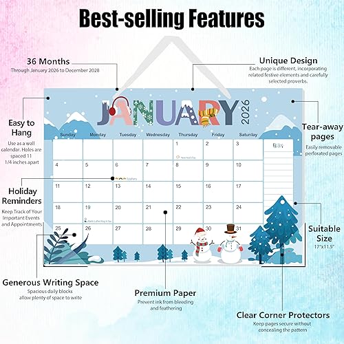 Miniatura 36 de GuassLee Calendario de escritorio 2025-2026 – Calendario de escritorio colorido de septiembre de 2025 a marzo de 2027, 17 x 11.5 pulgadas