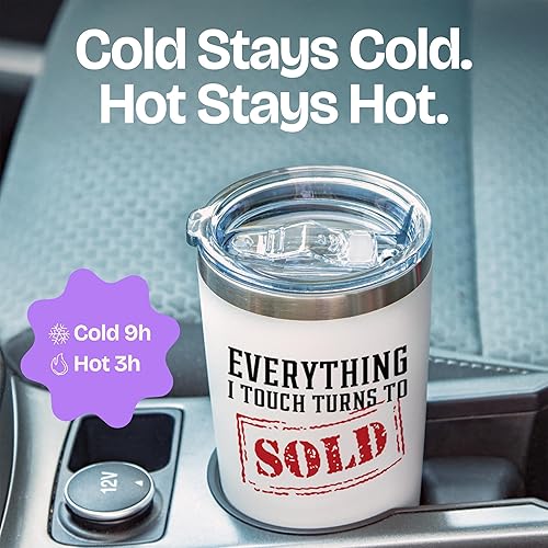 Miniatura 7 de KLUBI Taza de café con texto en inglés "Everything I Touch Turns to Sells" (Todo lo que toque se vuelve a vender) de 20 onzas, idea de regalo para