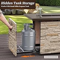 Vista 6 de Mesa de Hoguera de Propano PIZZELLO de 43 Pulgadas al Aire Libre, Mesa de Fuego Rectangular de Piedra para Exteriores, Mesa de Hoguera de 50,000 BTU